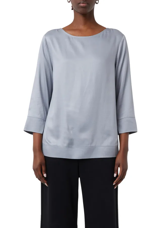 comma-viskosebluse-3-4-arm-bluse-blau-gr-36-schlitz image 1