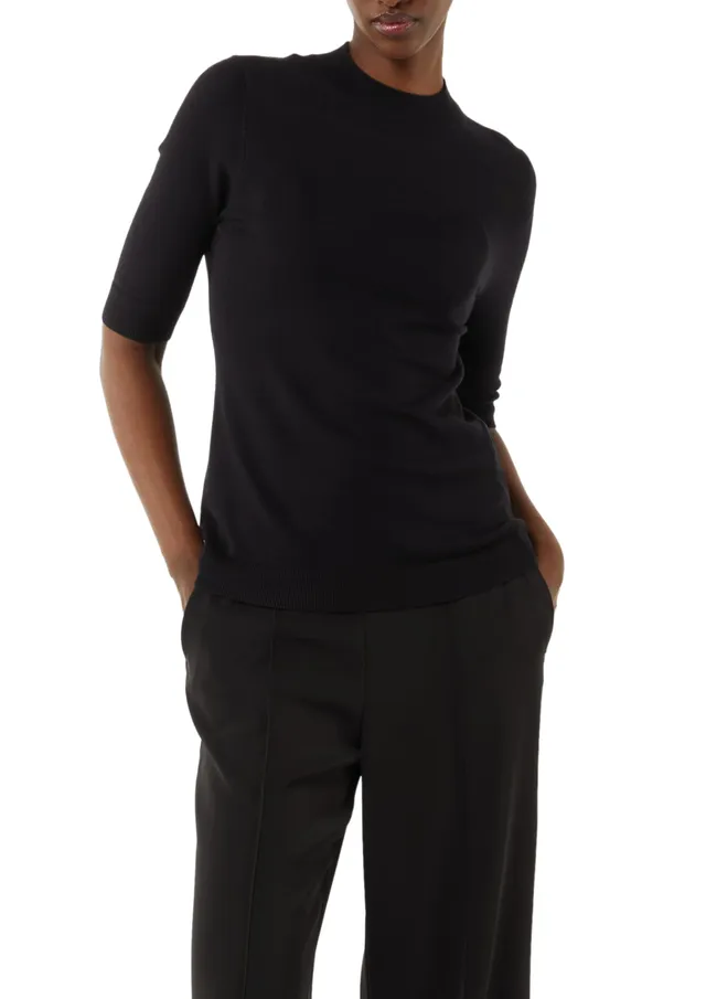 comma-feinstrickpullover-mit-stehkragen-pullover-schwarz image 1