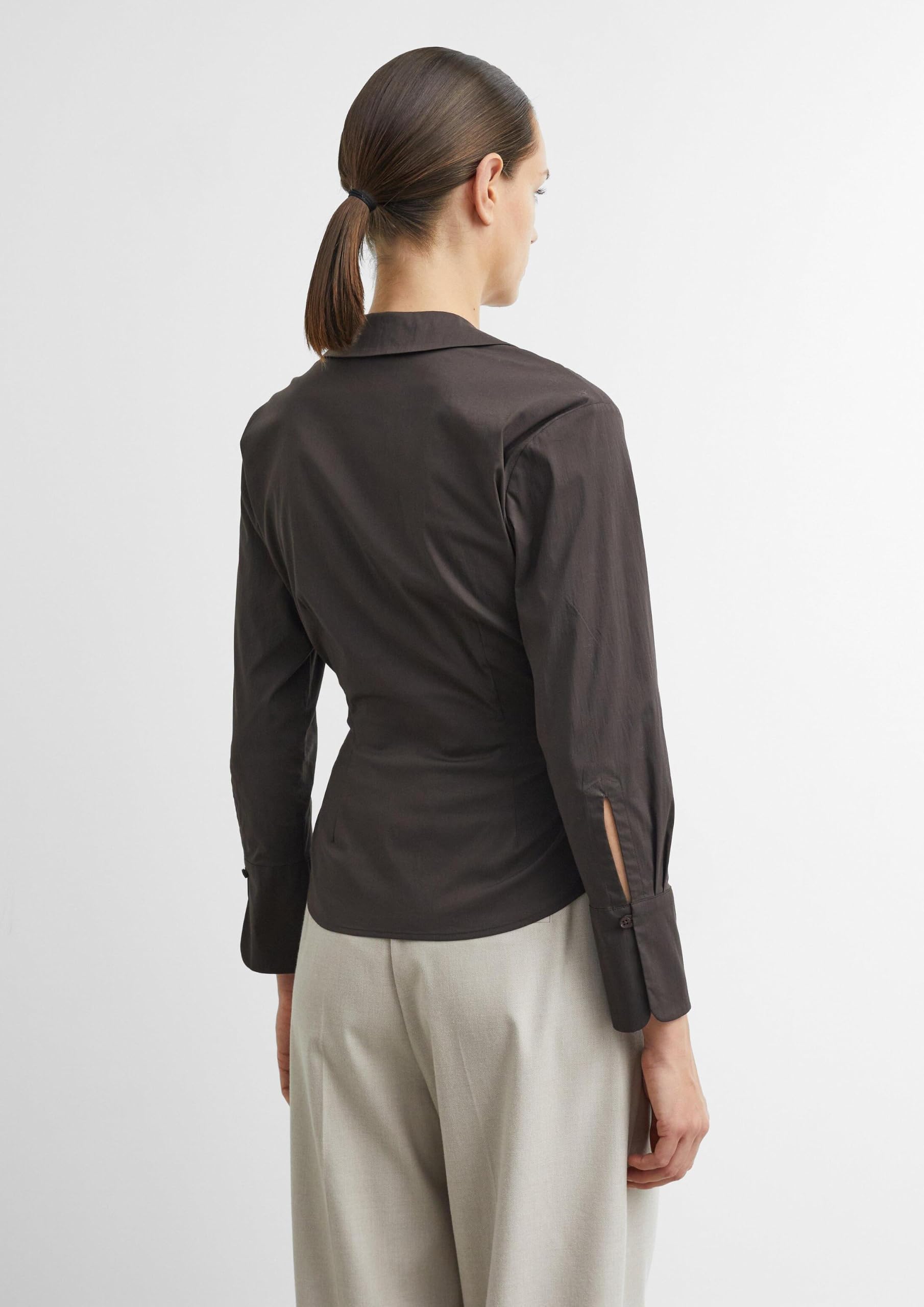 comma-blouses-wickelbluse-baumwollpopeline-beige-tailliert image 7