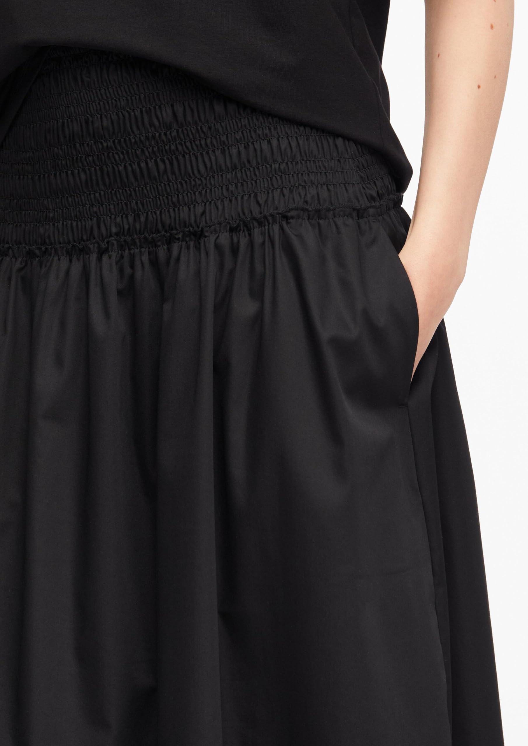 comma-skirts-midi-rock-baumwolle-gesmockt-schwarz image 4