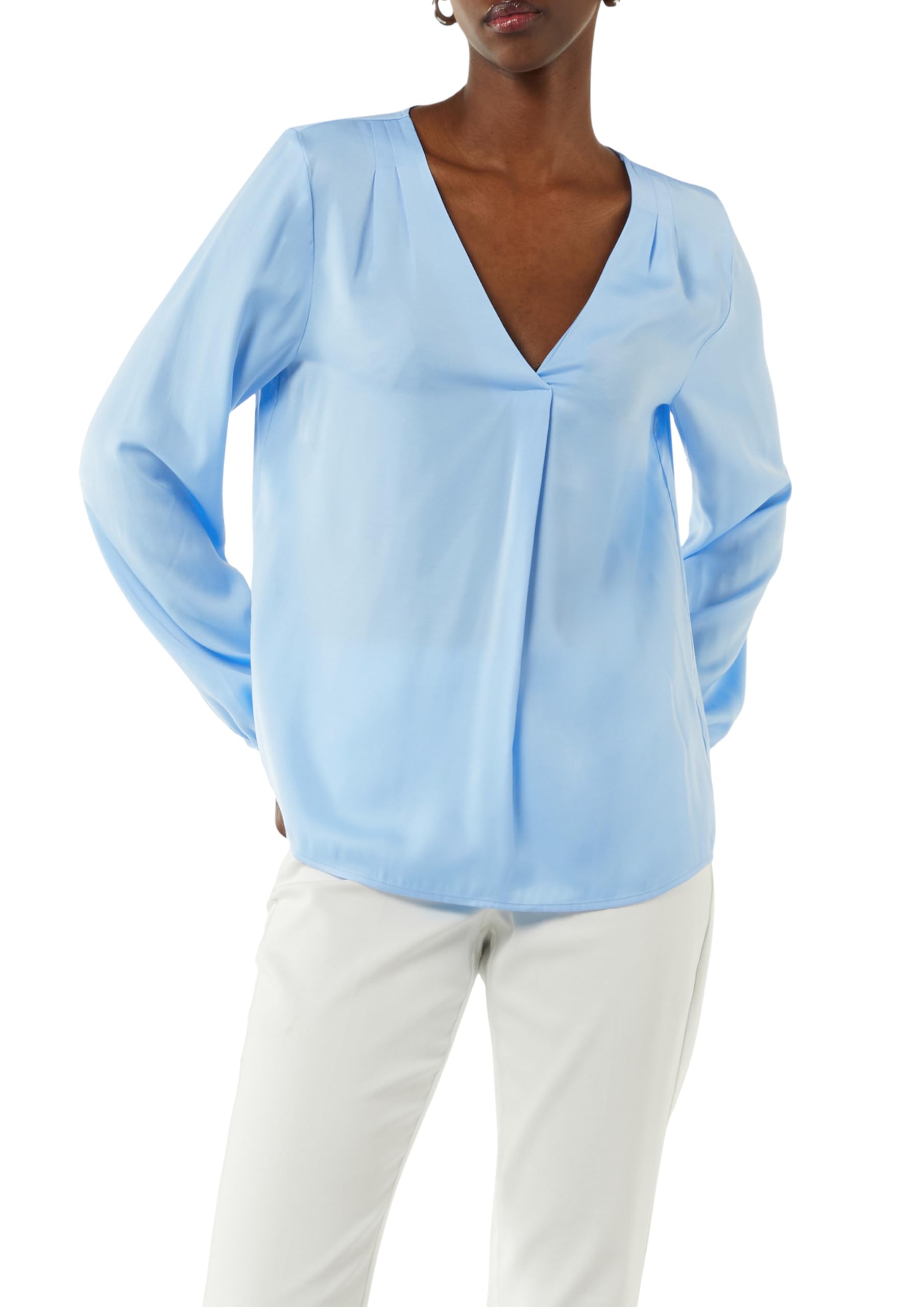 comma-satinbluse-damen-navy-v-ausschnitt-satin image 7