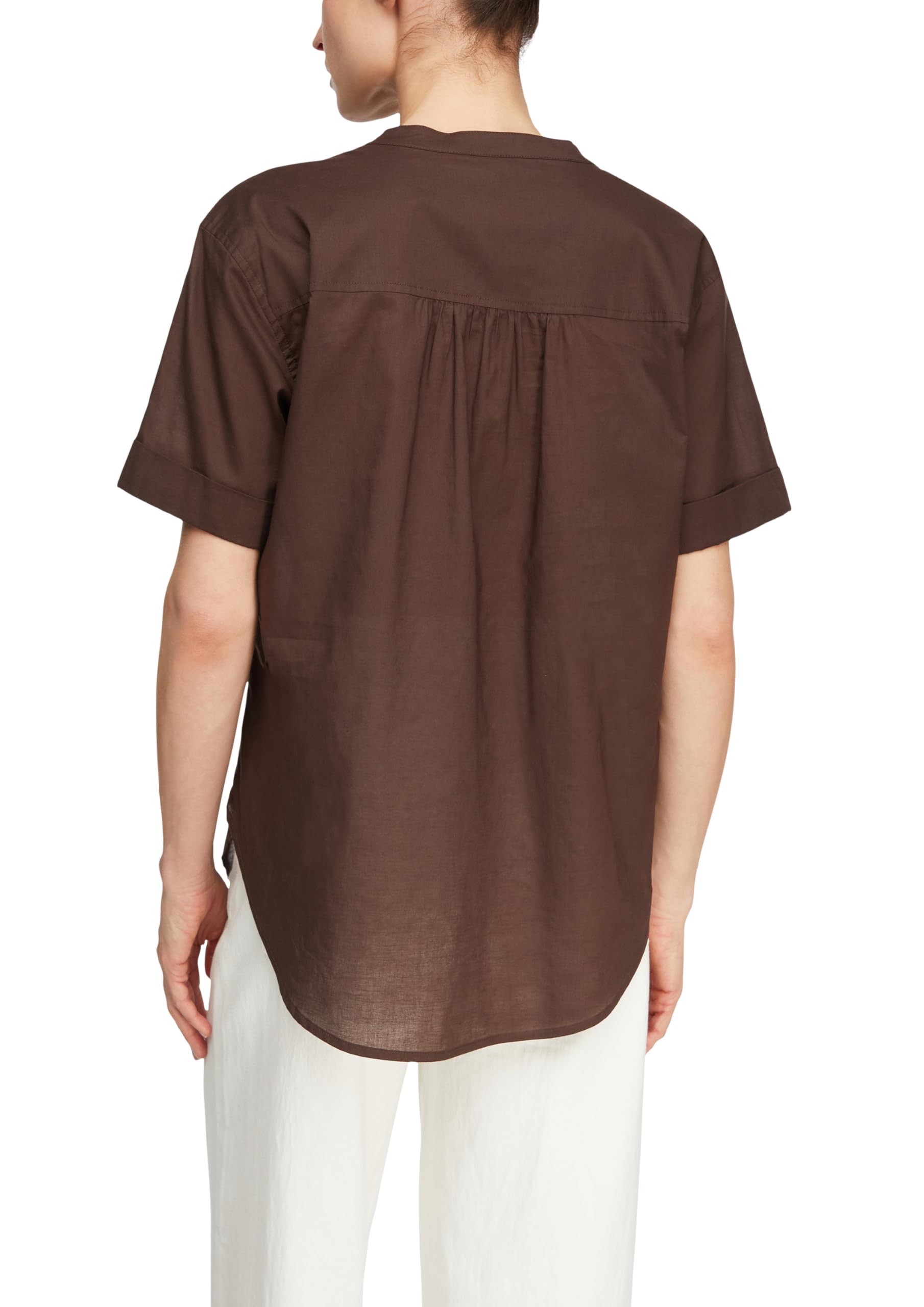 comma-blouses-stehkragen-bluse-kurzarm-baumwolle-damen image 2