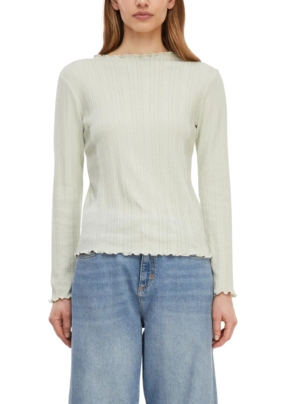 comma-damen-langarmshirt-stehkragen-slim-fit-salbeigr-n-38 image 1