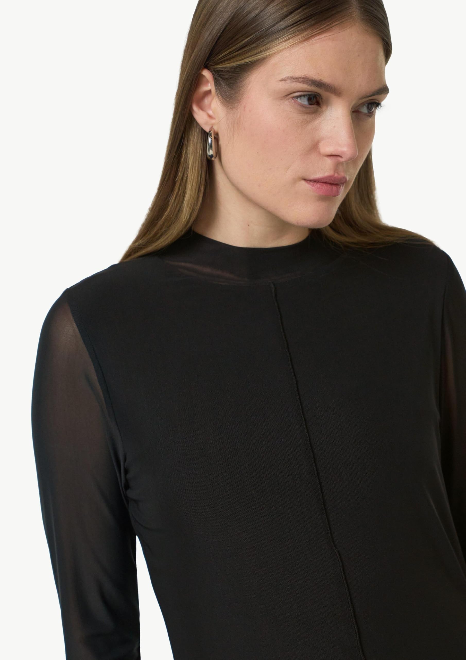 comma-midi-kleid-damen-mesh-stehkragen-schwarz image 4