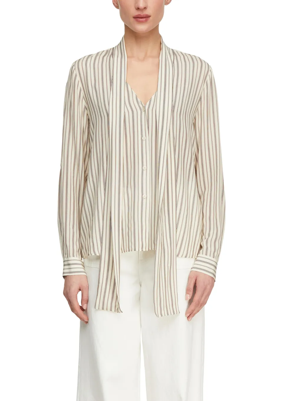 comma-blouses-bluse-viskose-gr-36-42-gestreift-schleifenkragen image 1