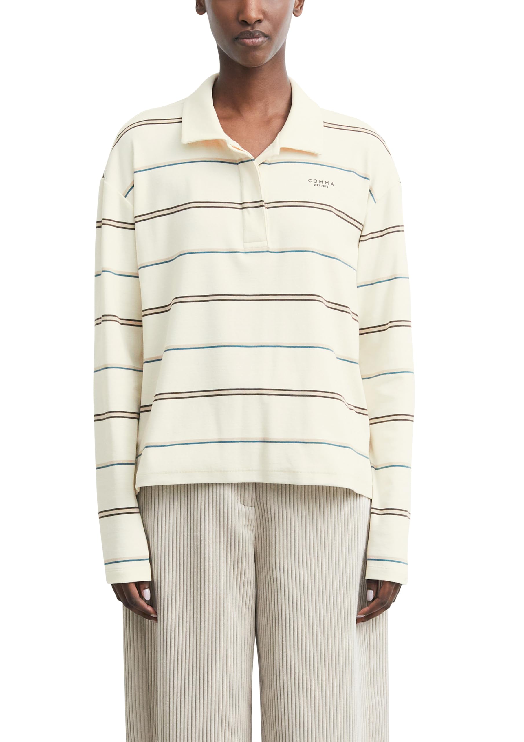 comma-poloshirt-relaxed-fit-jersey-streifen-gr-46 image 1