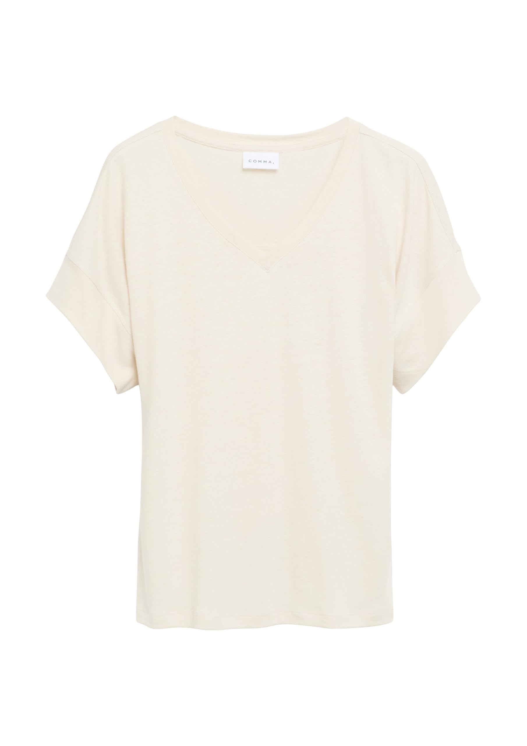 comma-t-shirt-leinenmix-v-ausschnitt-creme image 4