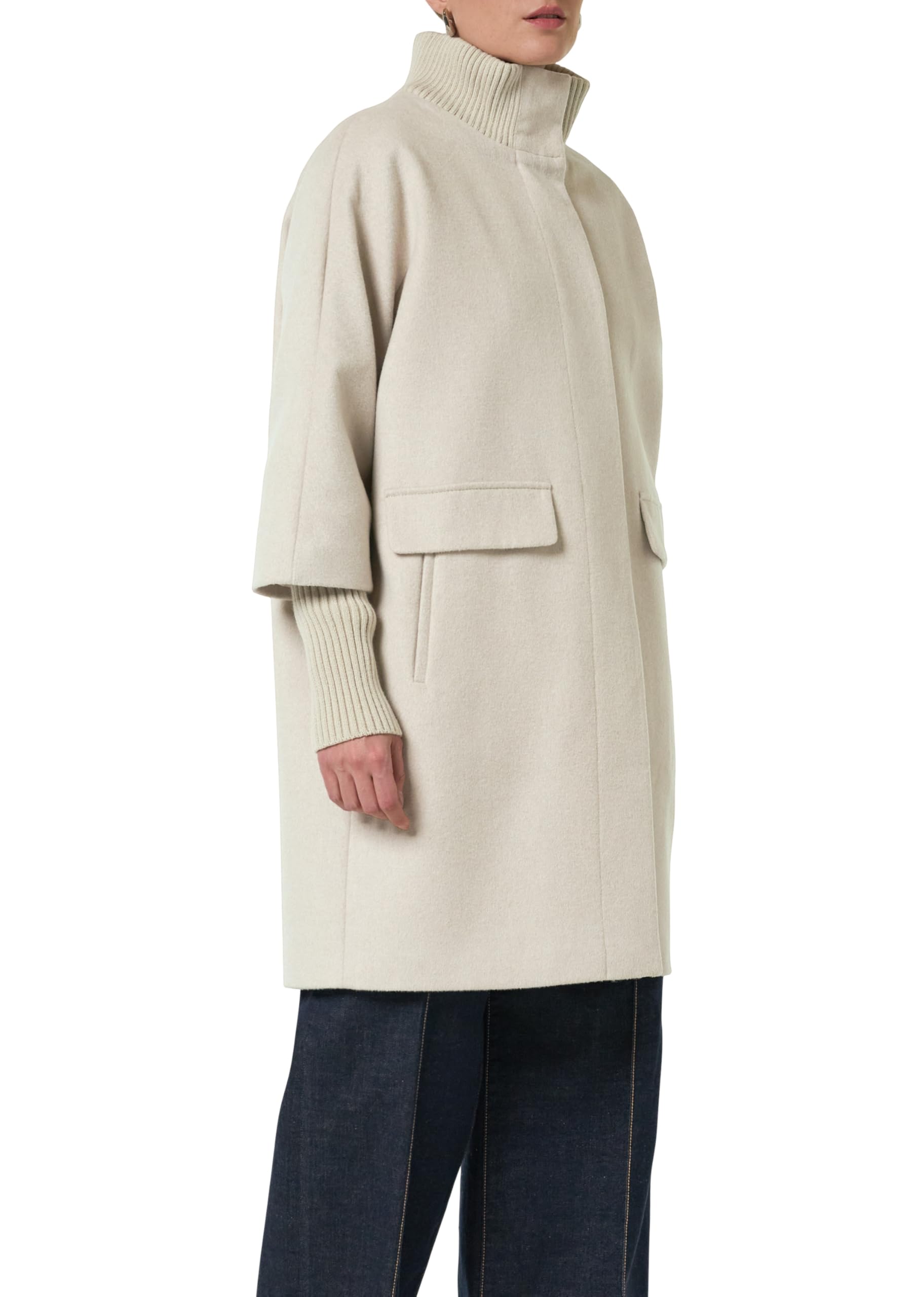 comma-wollmantel-beige-gr-34-46-gerippter-kragen image 1