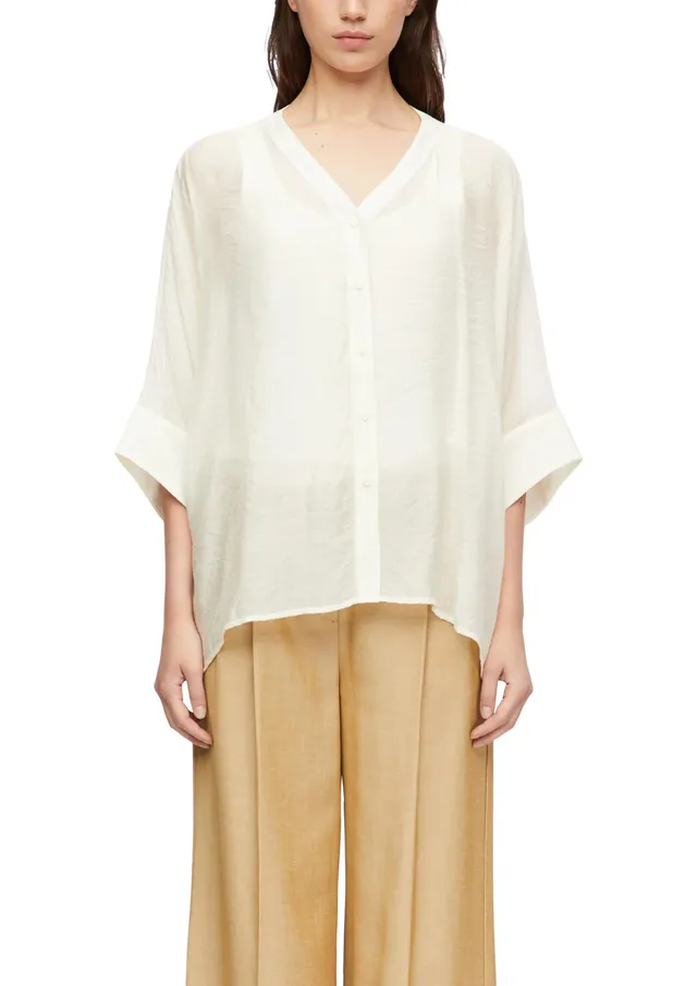 comma-poncho-bluse-chiffon-bluse-helles-beige-l-halbtransparent image 1