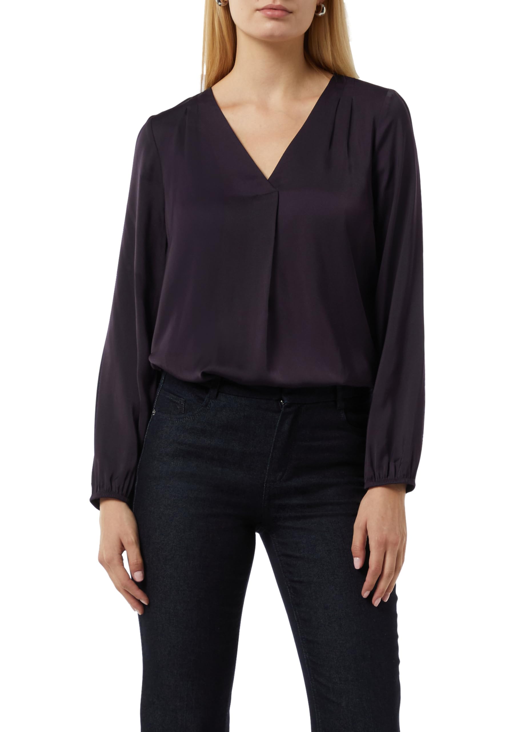 comma-satinbluse-damen-navy-v-ausschnitt-satin image 8