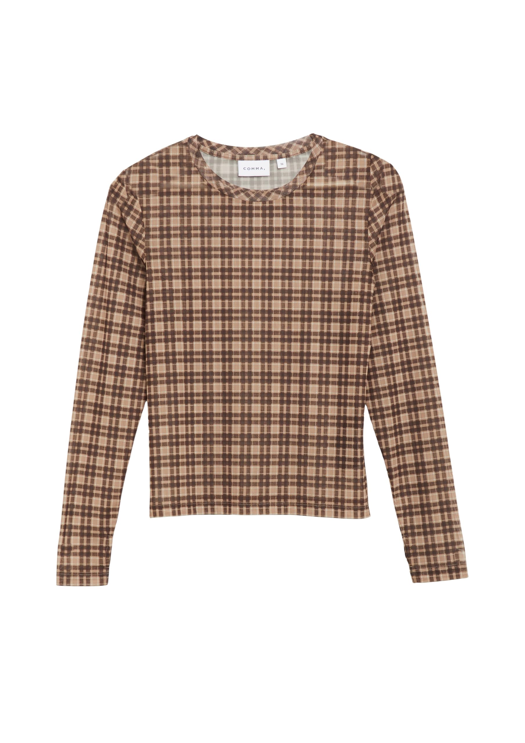 comma-longsleeve-mesh-shirt-gr-32-slim-fit-karo-stehkragen image 4