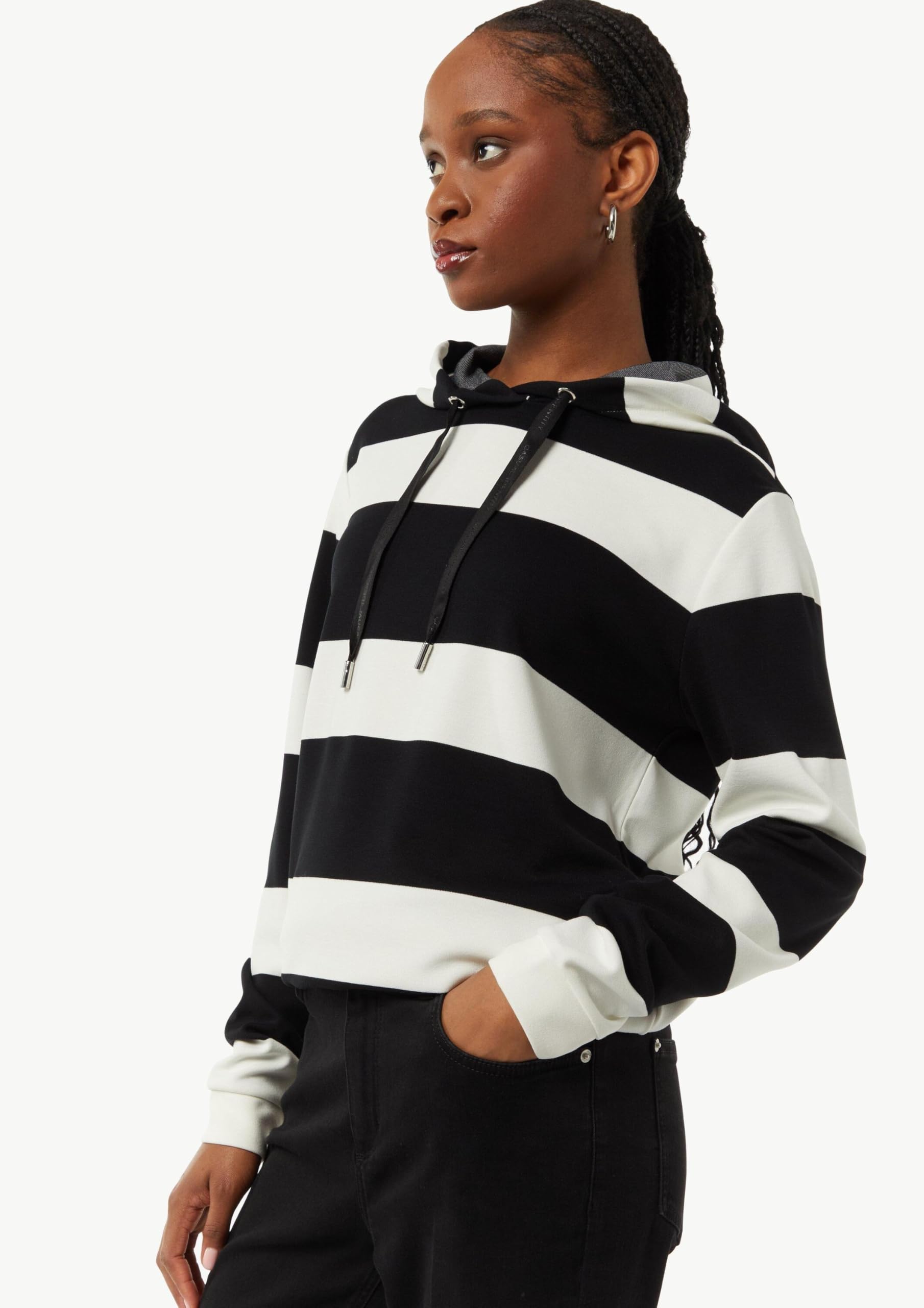 comma-sweatshirt-hoodie-damen-schwarz-blockstreifen-34 image 4