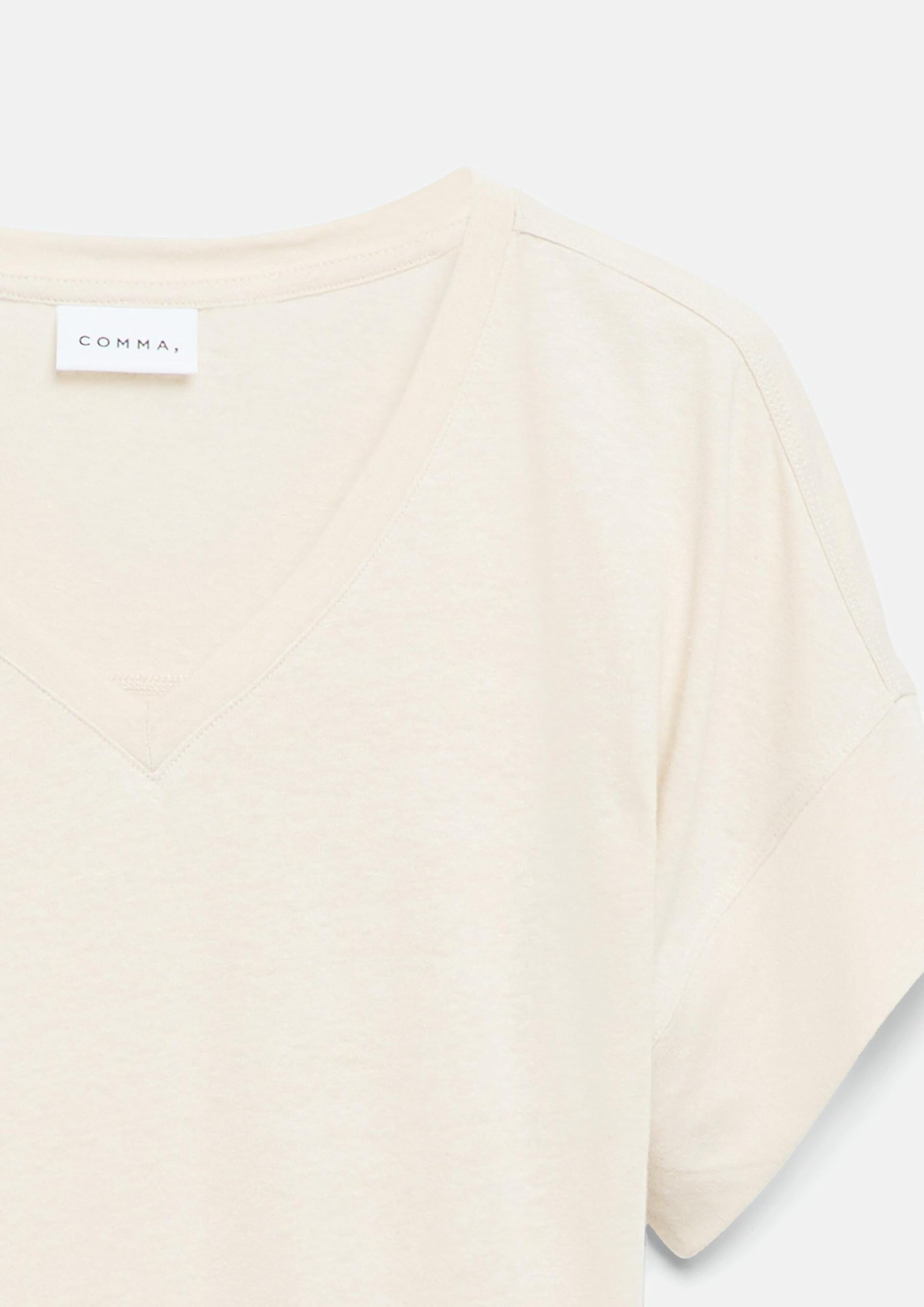 comma-t-shirt-leinenmix-v-ausschnitt-creme image 5