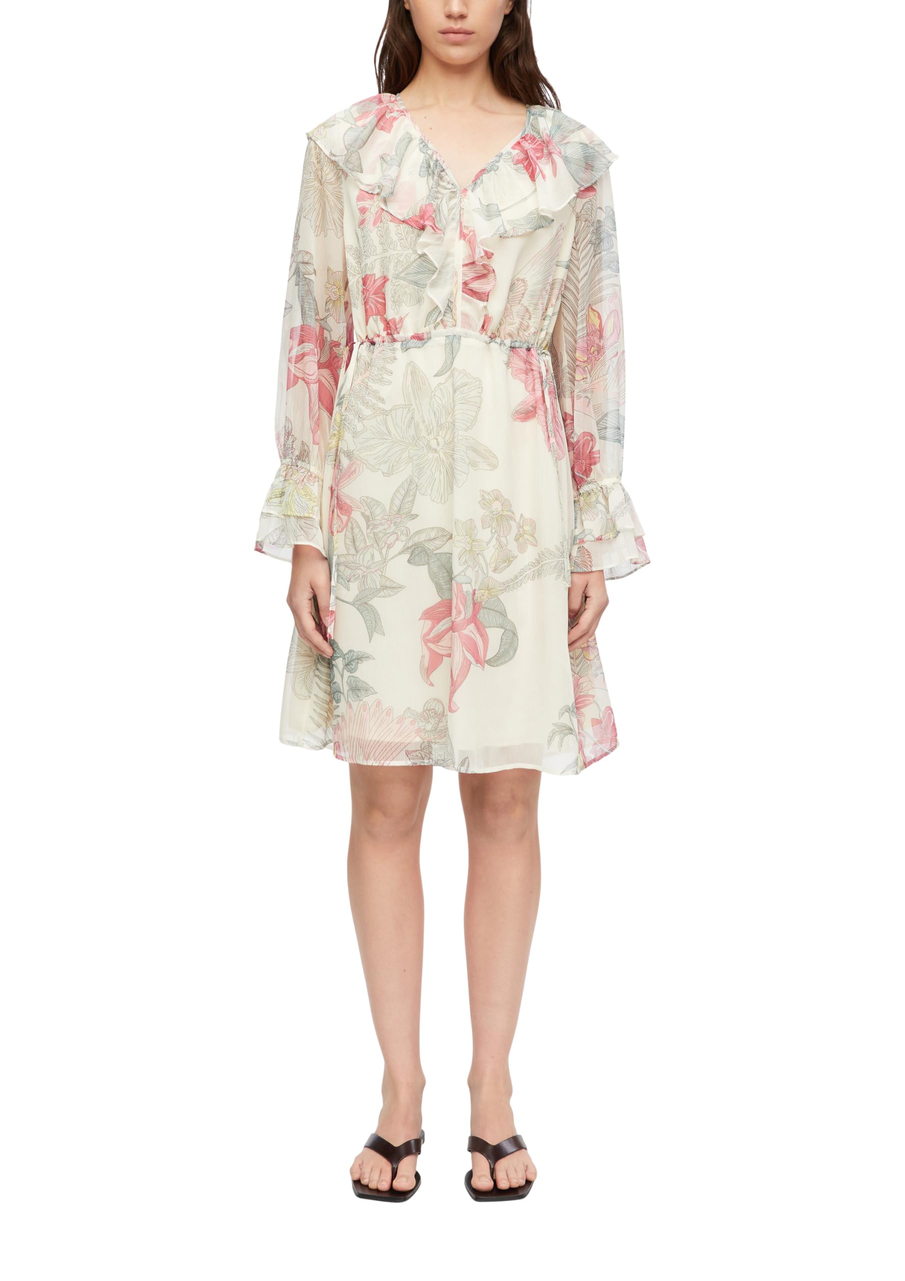 comma-dresses-midikleid-v-ausschnitt-langarm-beige image 8