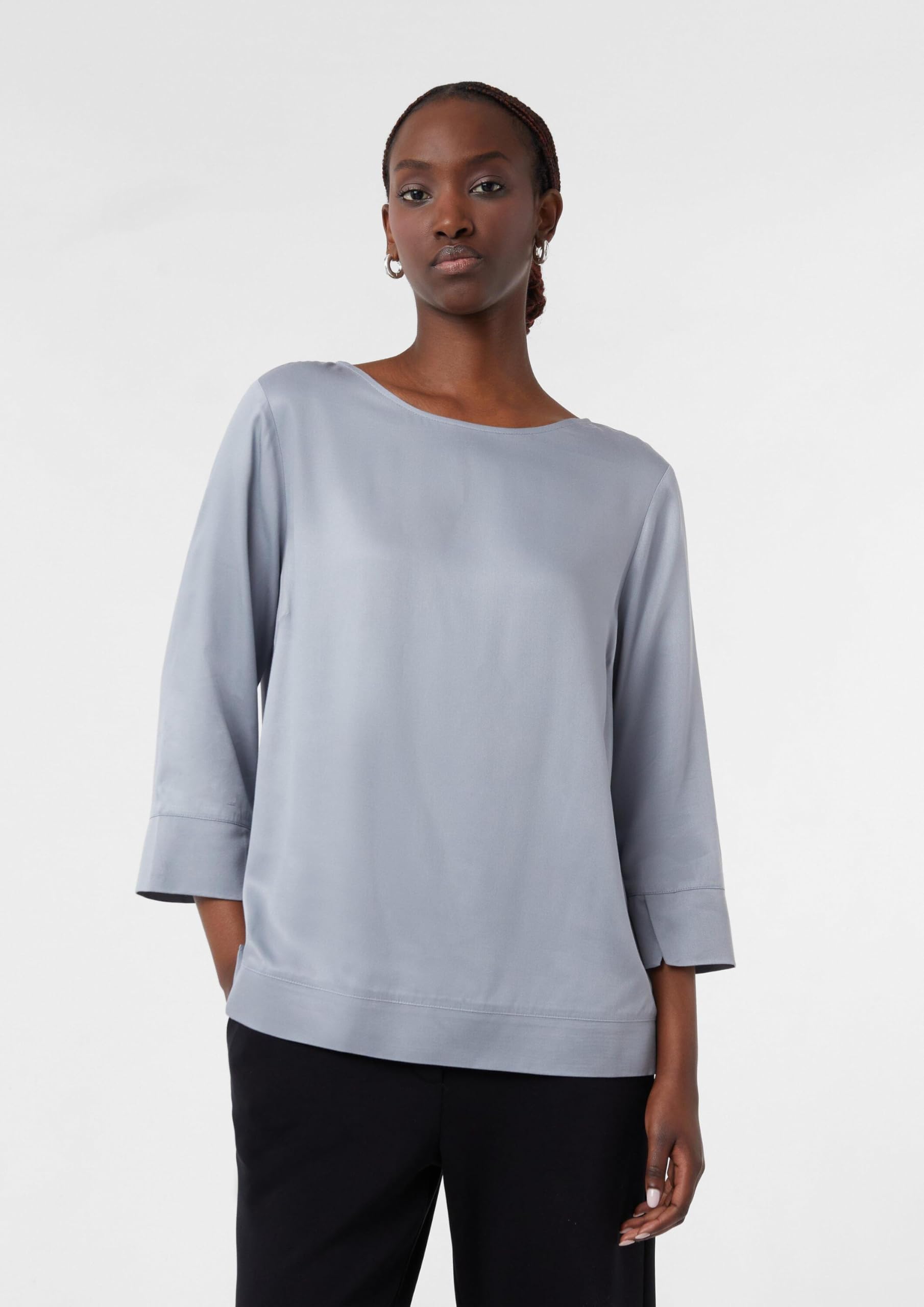 comma-viskosebluse-3-4-arm-bluse-blau-gr-36-schlitz image 6