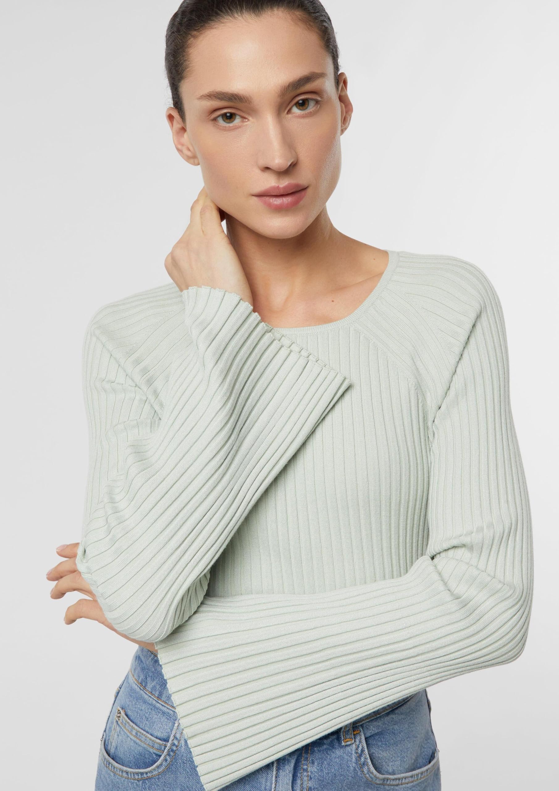 comma-strickpullover-slim-fit-pulli-rundhals-mit-trompeten-rmel image 5