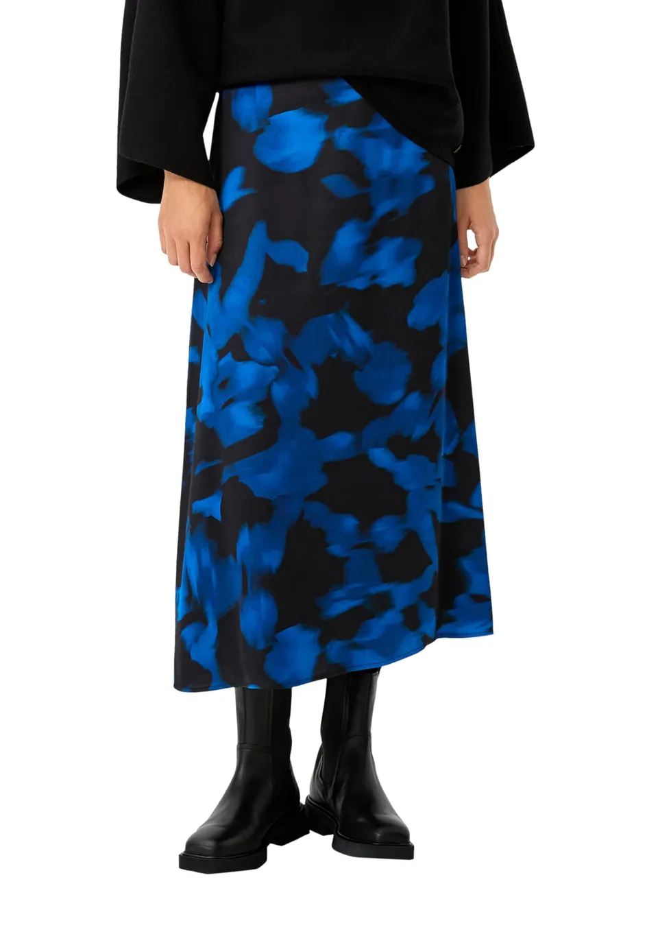comma-satinrock-all-over-print-damen-rock-schwarz-muster image 1