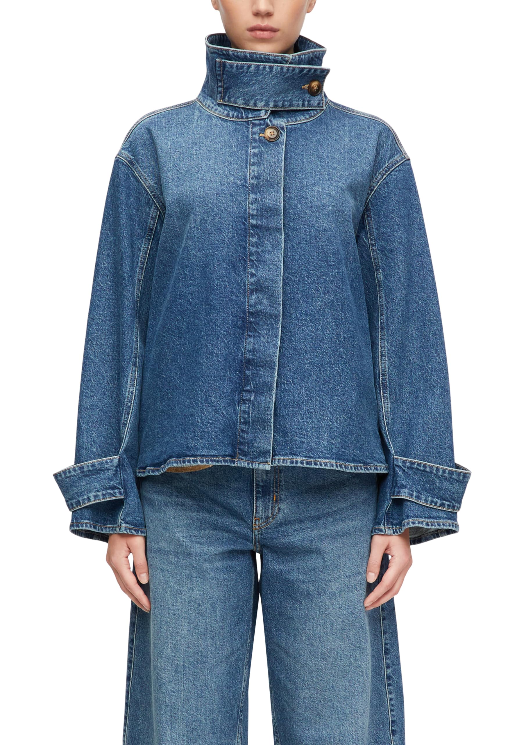 comma-denim-jacke-damen-relaxed-fit-stehkragen-trench image 1