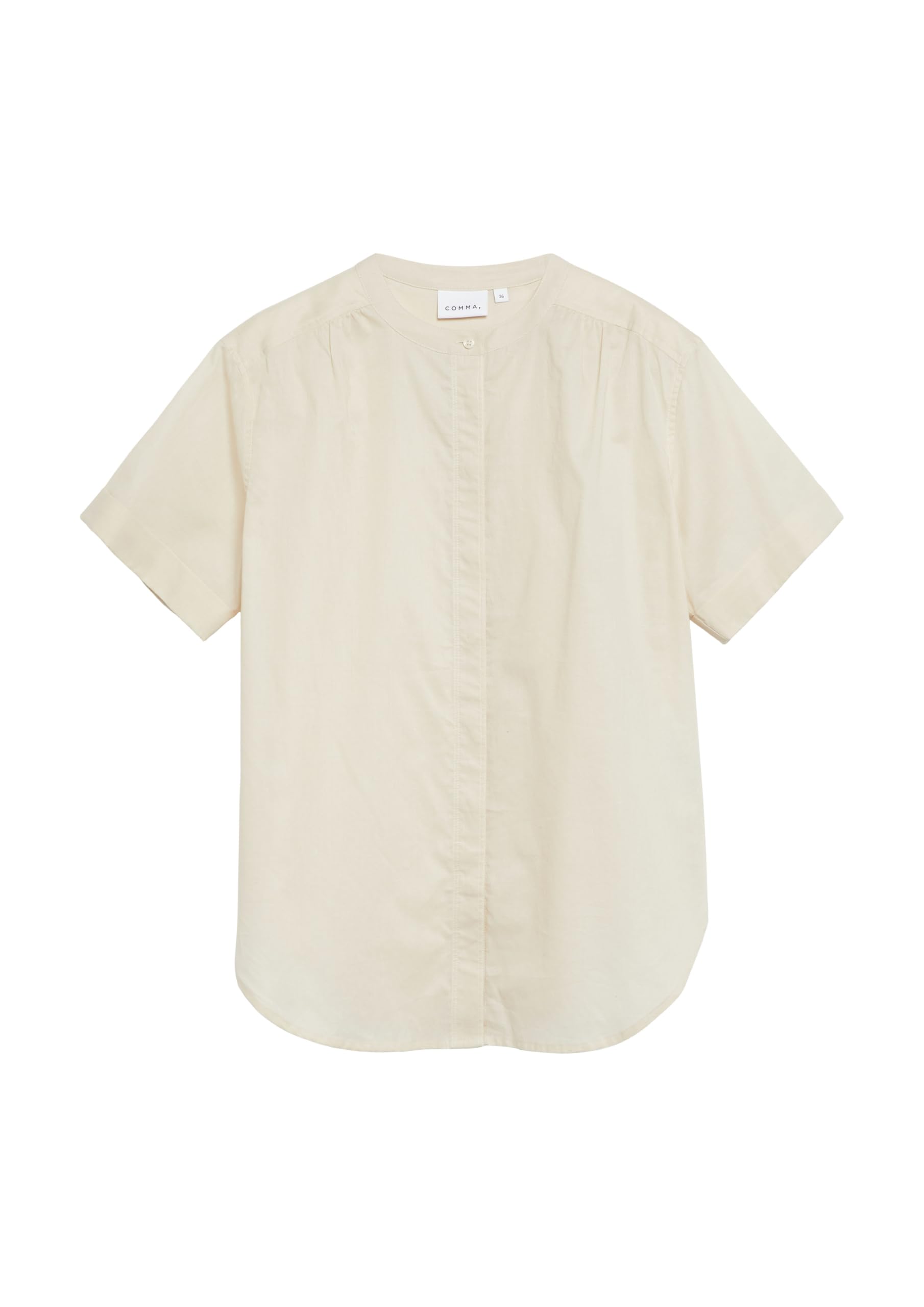 comma-blouses-kurzarm-bluse-baumwolle-stehkragen-damen image 4