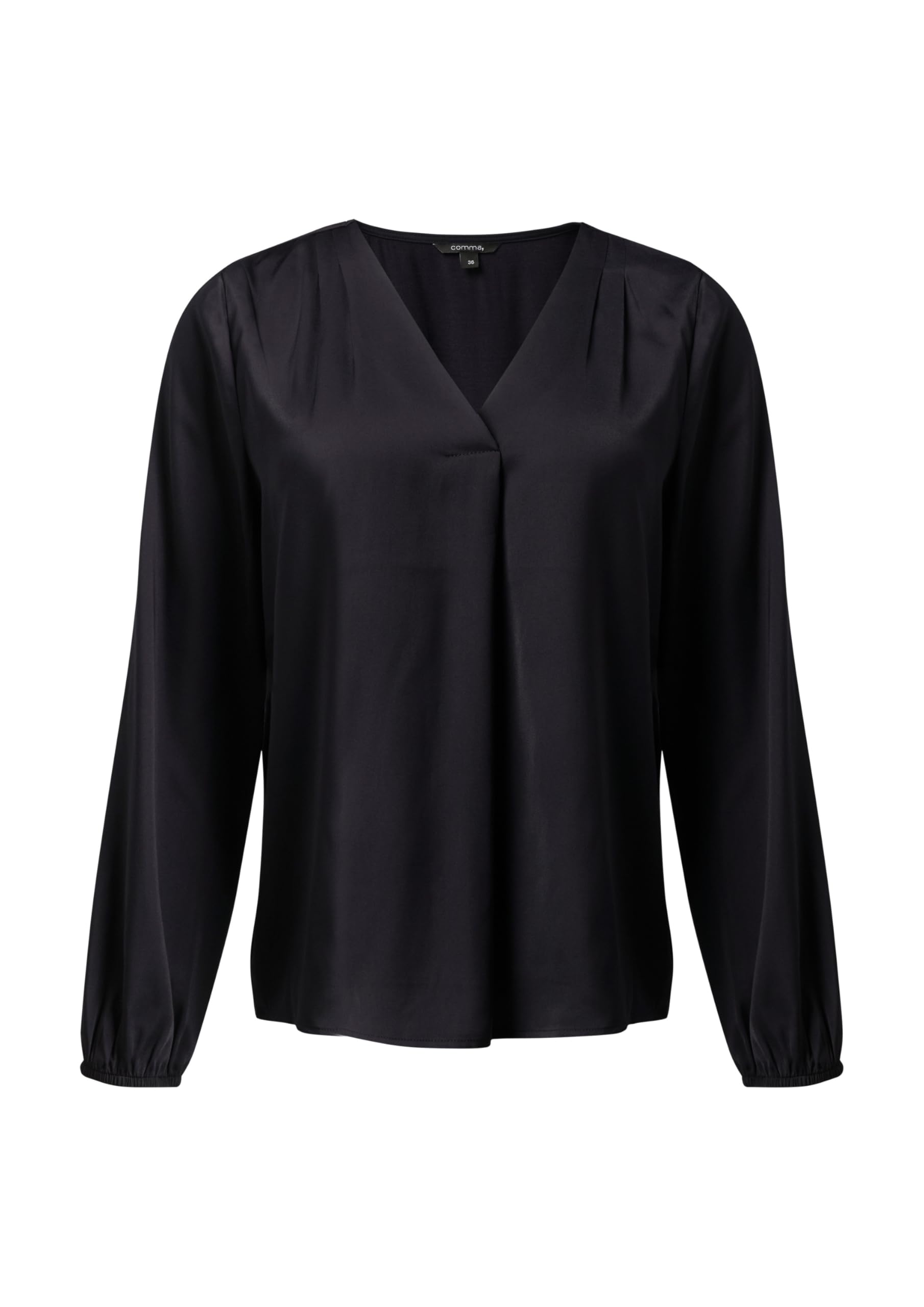 comma-satinbluse-damen-navy-v-ausschnitt-satin image 3
