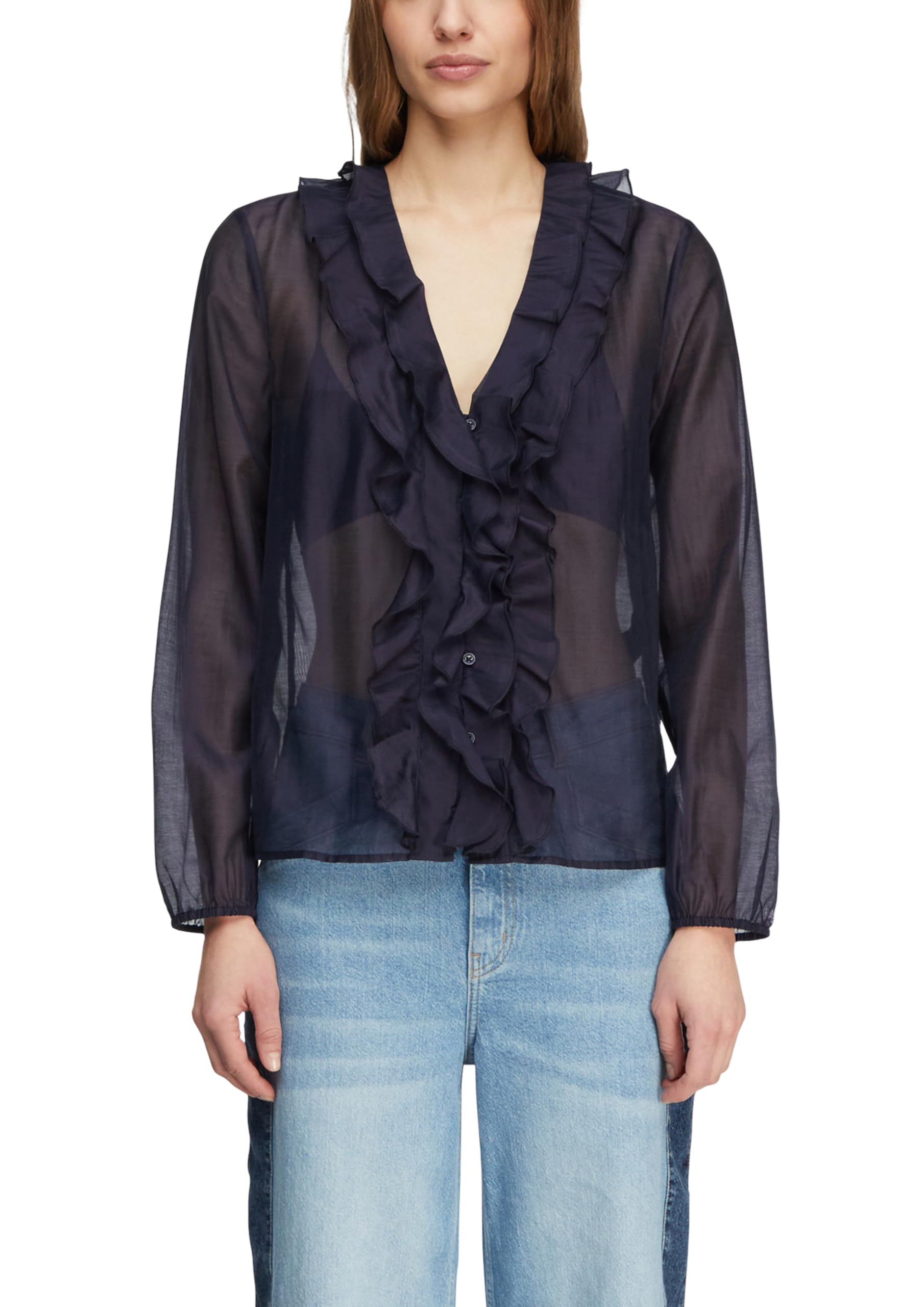 comma-lyocell-bluse-v-ausschnitt-gr-40-navy image 1