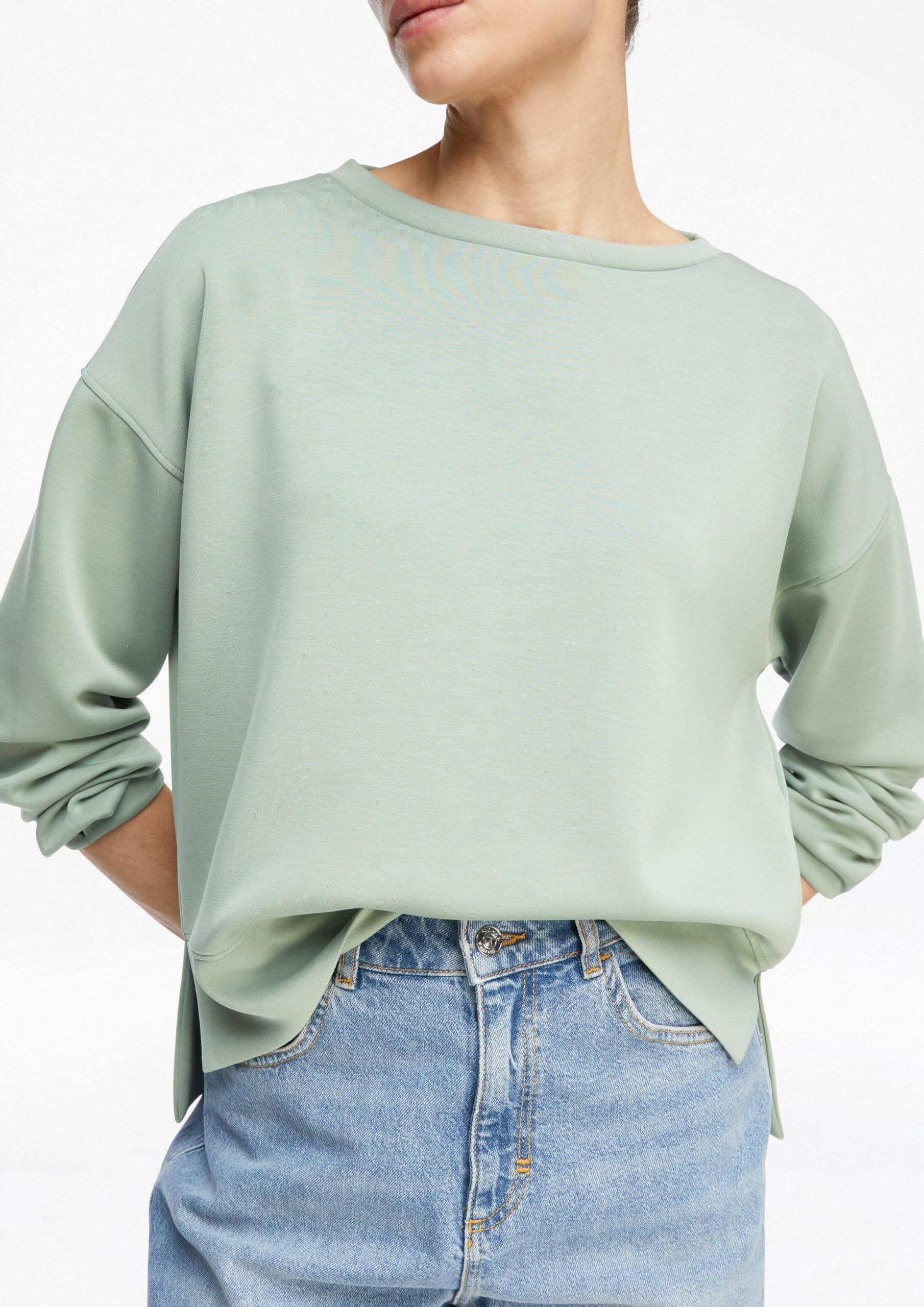 comma-sweatshirt-damen-pastellgr-n-gr-36-mit-faltendetail image 3