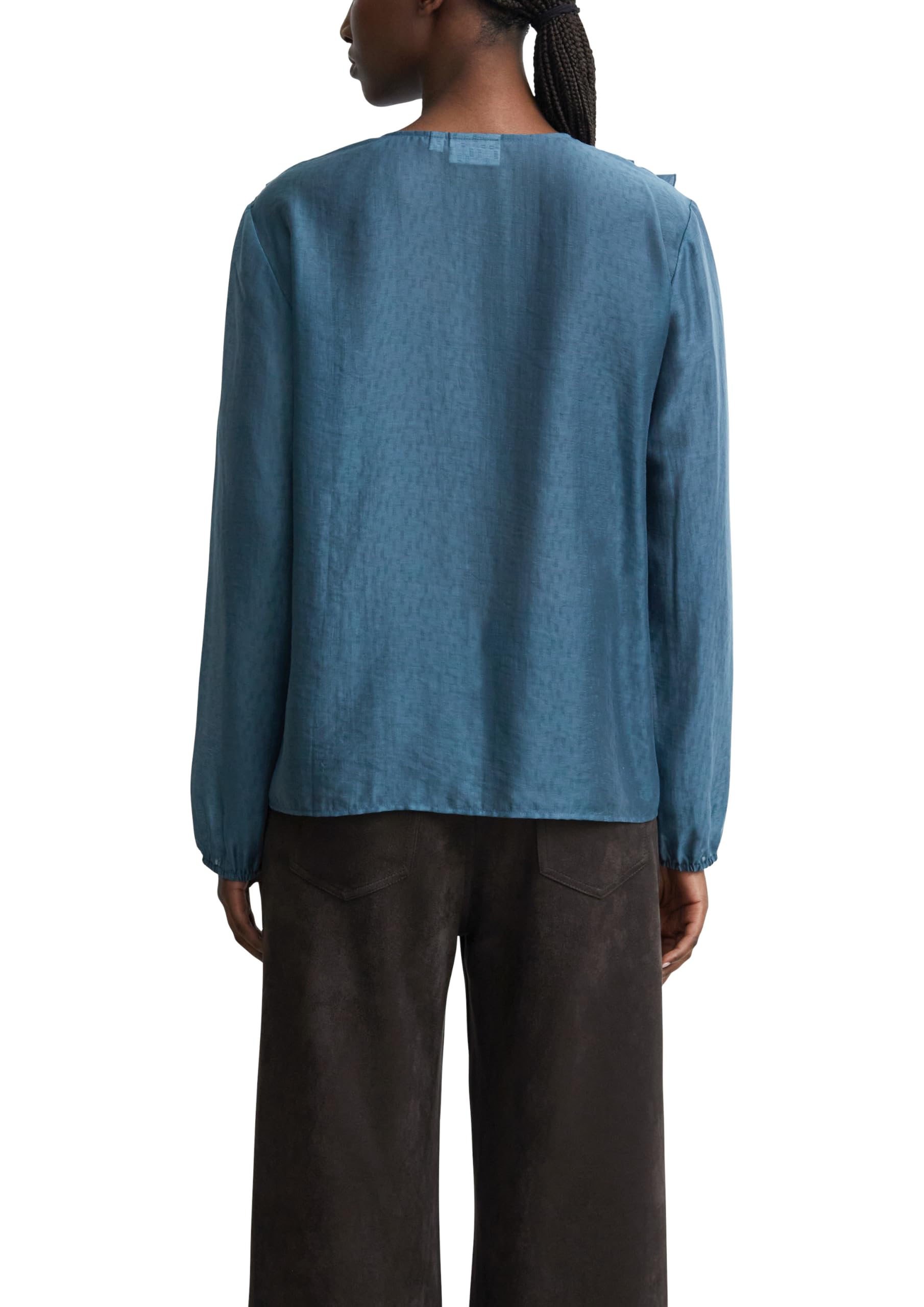 comma-bluse-jacquard-damen-gr-44-v-ausschnitt-langarm-petrol image 2