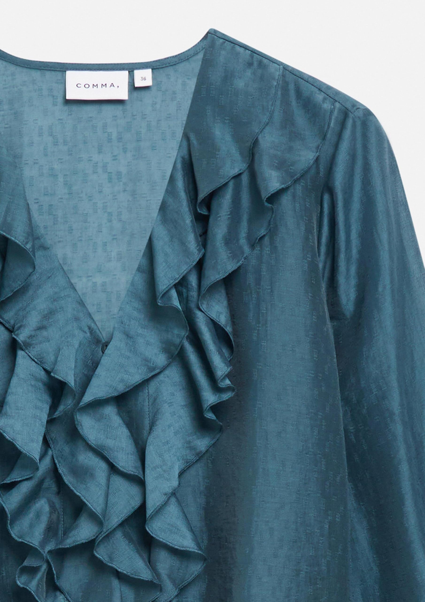 comma-bluse-jacquard-damen-gr-44-v-ausschnitt-langarm-petrol image 5