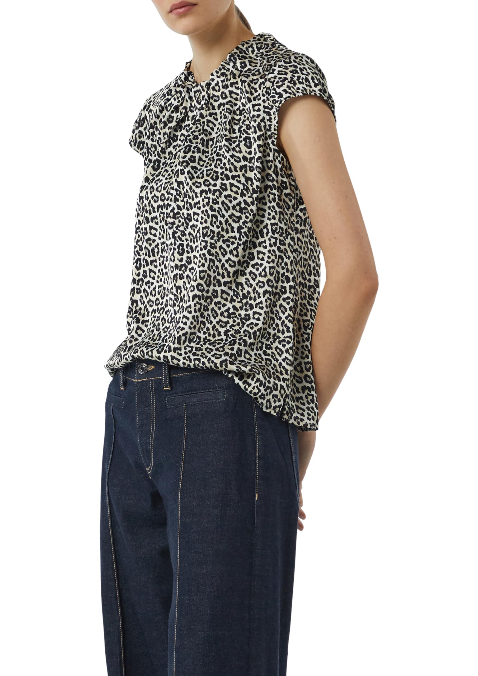 comma-blouses-satinbluse-mit-kapp-rmeln-gr-40-gemustert image 1