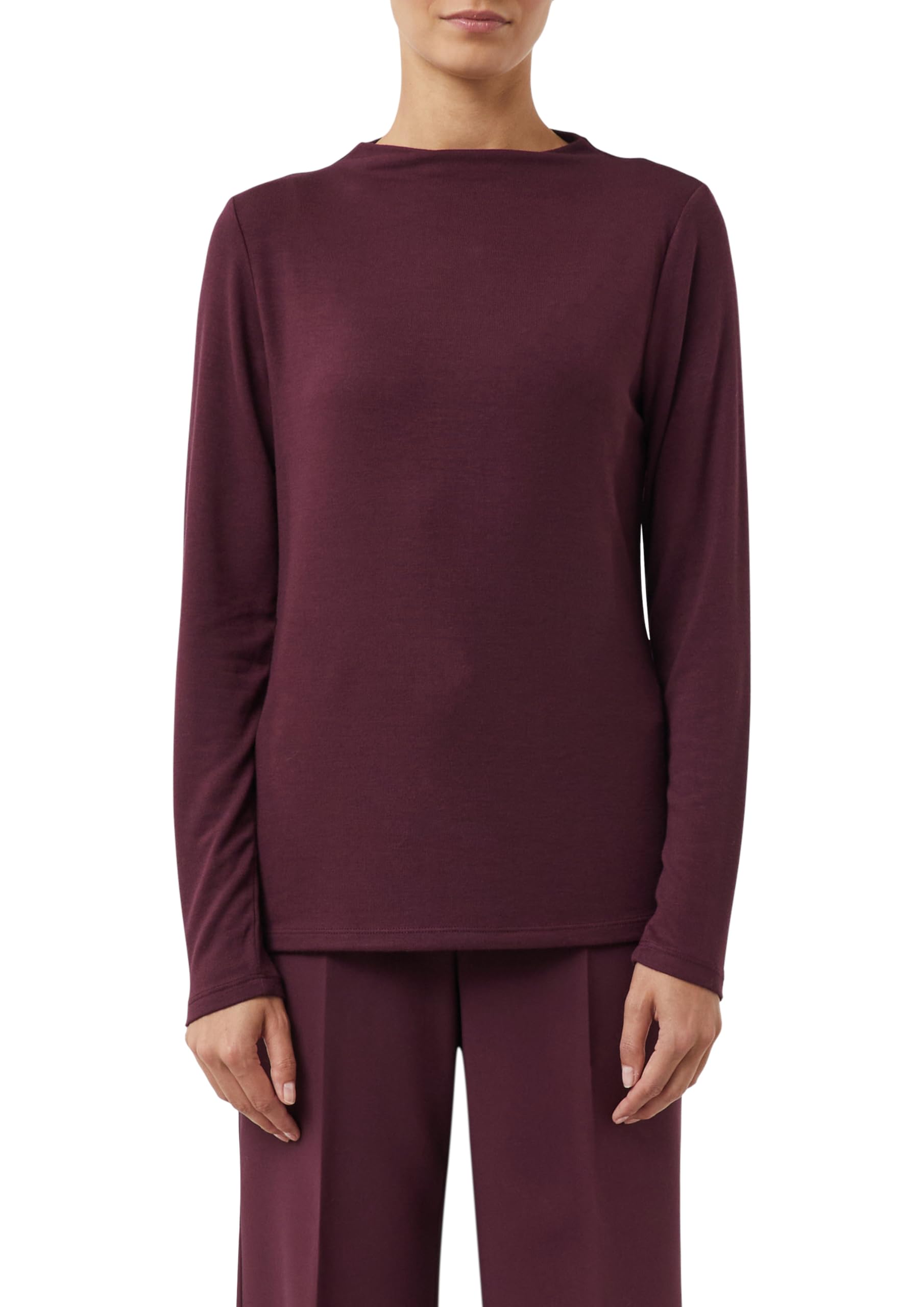 comma-langarmshirt-stehkragen-damen-bordeaux-gr-e-44 image 1
