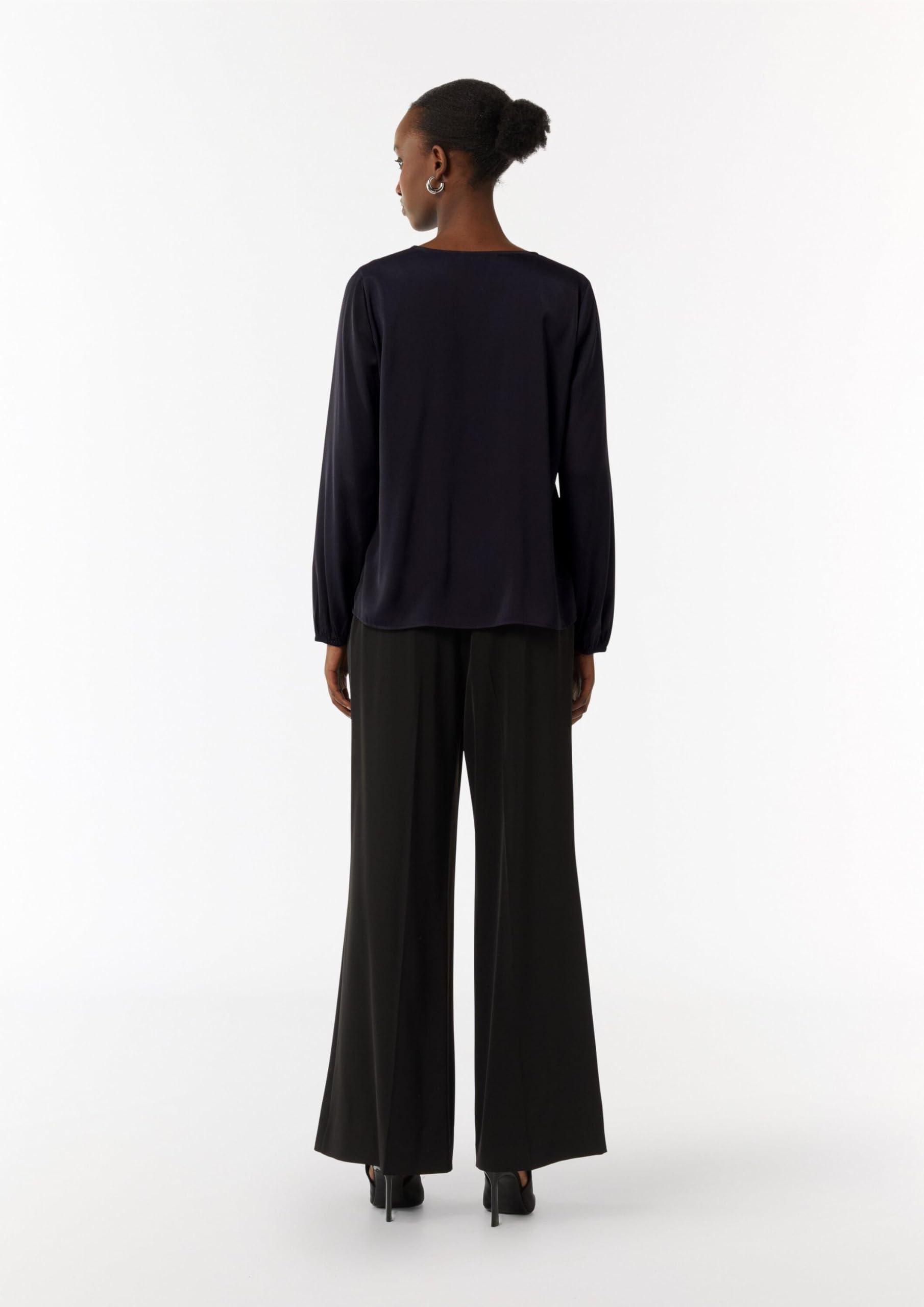 comma-satinbluse-damen-navy-v-ausschnitt-satin image 6