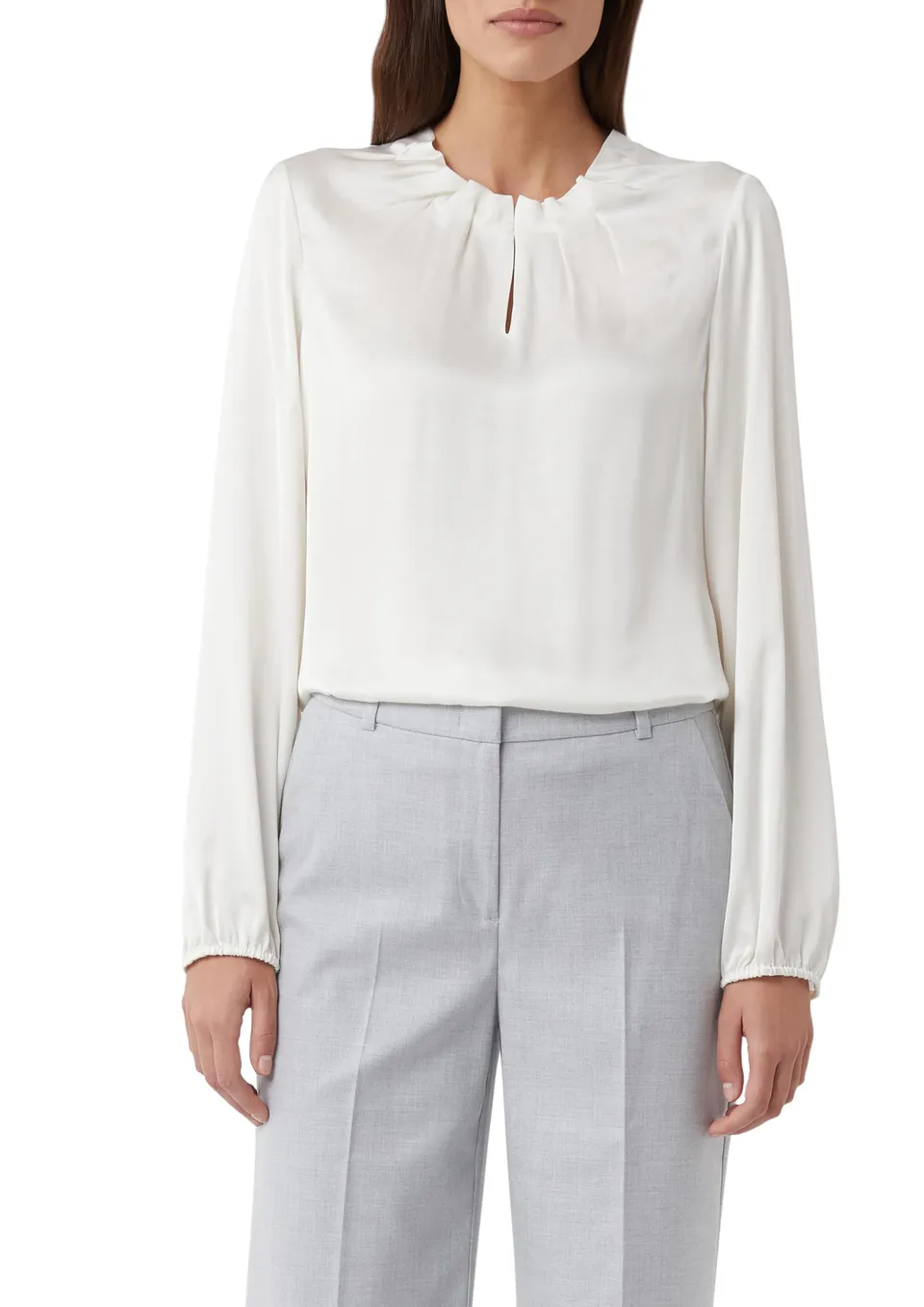 comma-satin-bluse-raffung-langarm-gr-e-44 image 1