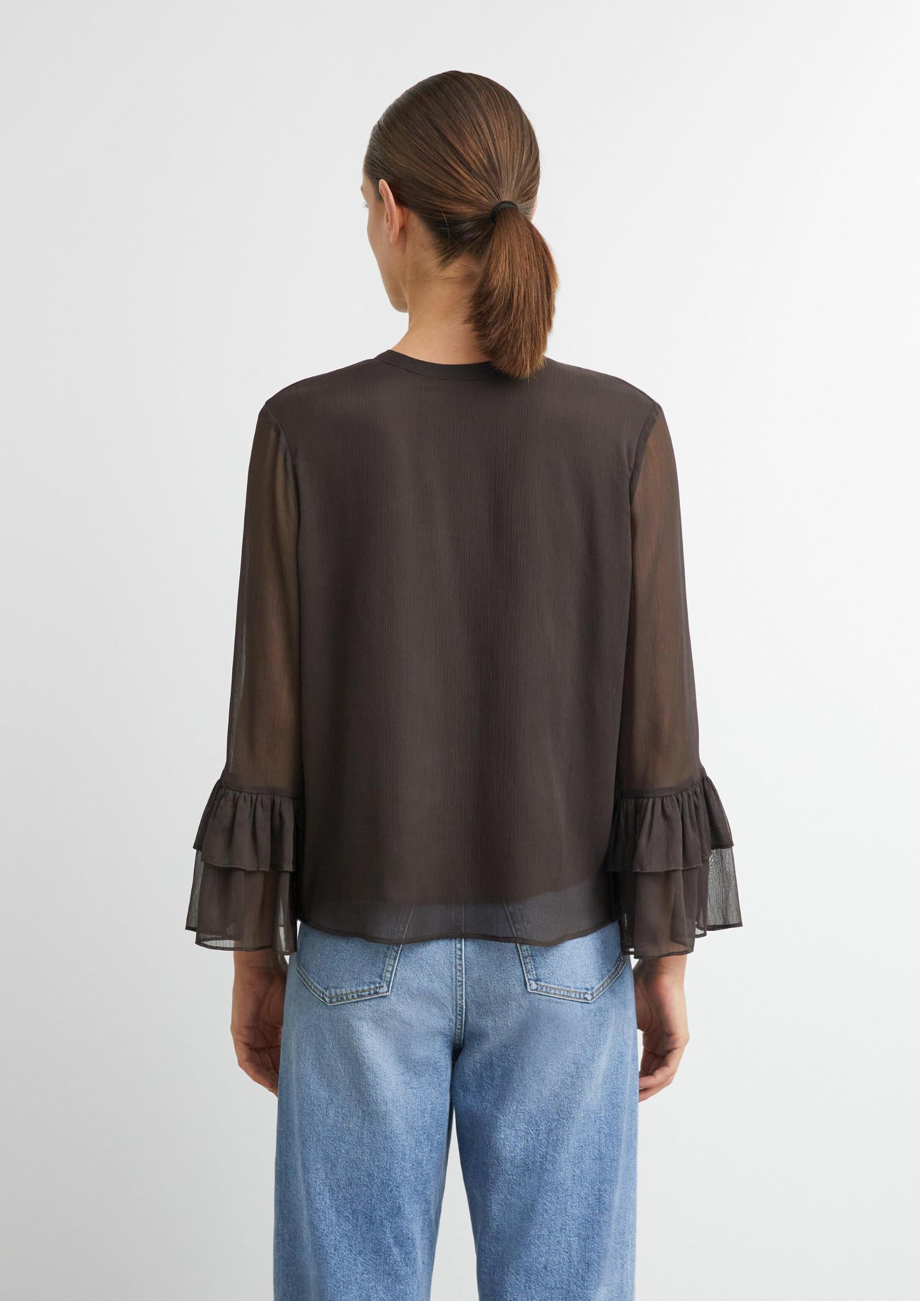 comma-damen-bluse-chiffon-volant-trompeten-rmel-creme image 7