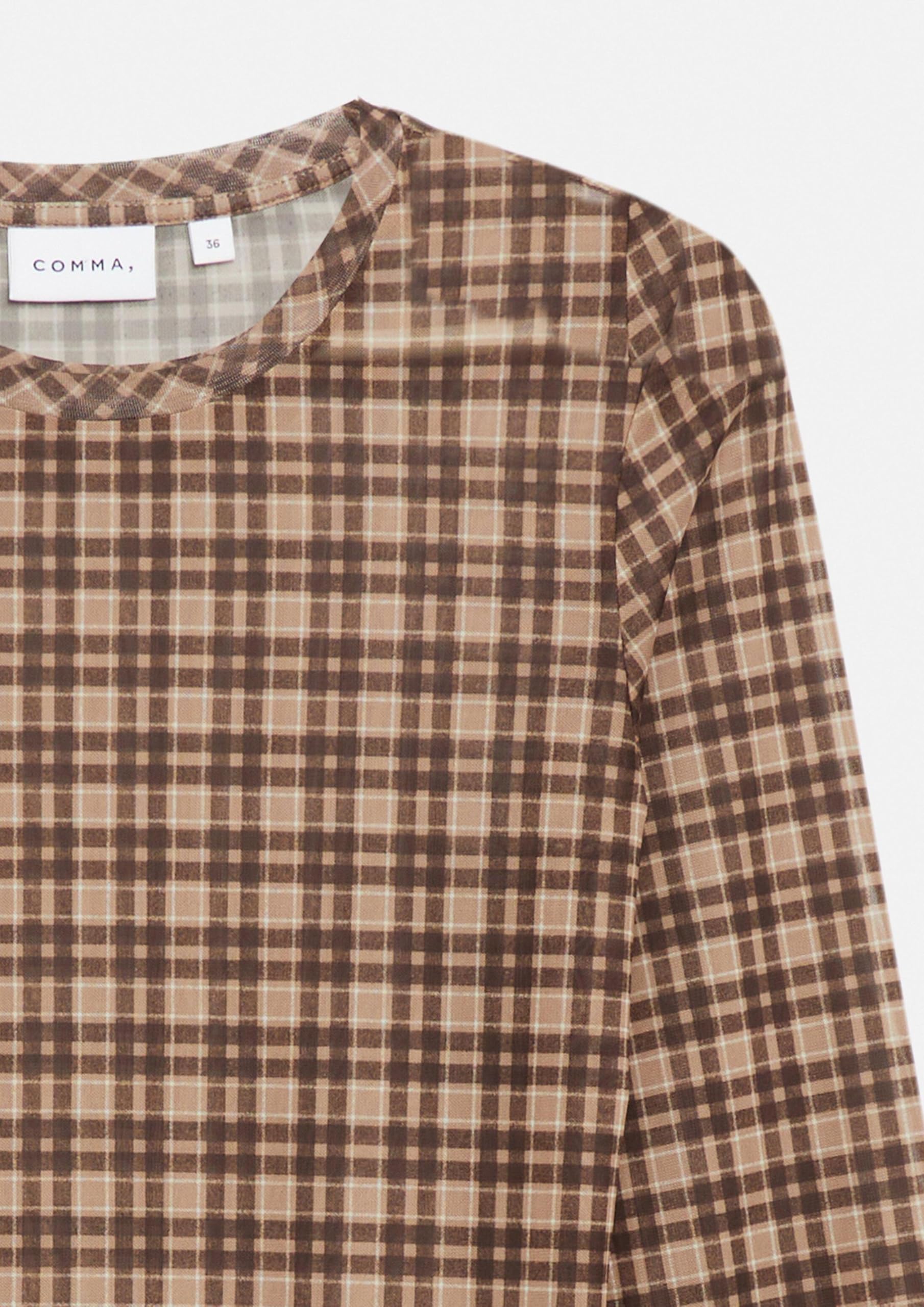 comma-longsleeve-mesh-shirt-gr-32-slim-fit-karo-stehkragen image 5
