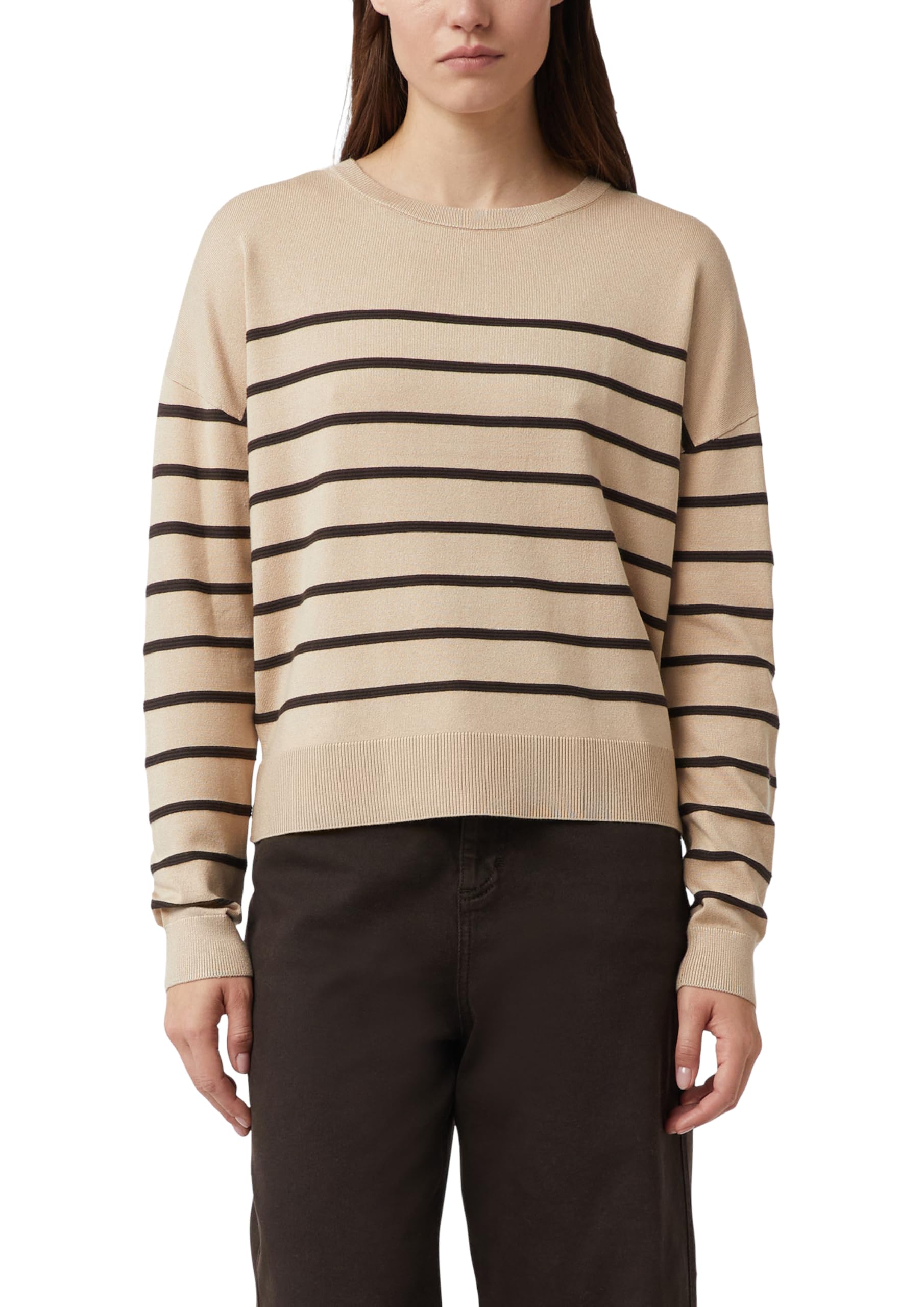 comma-feinstrickpullover-damen-gr-40-beige-strukturstreifen-viskose image 1