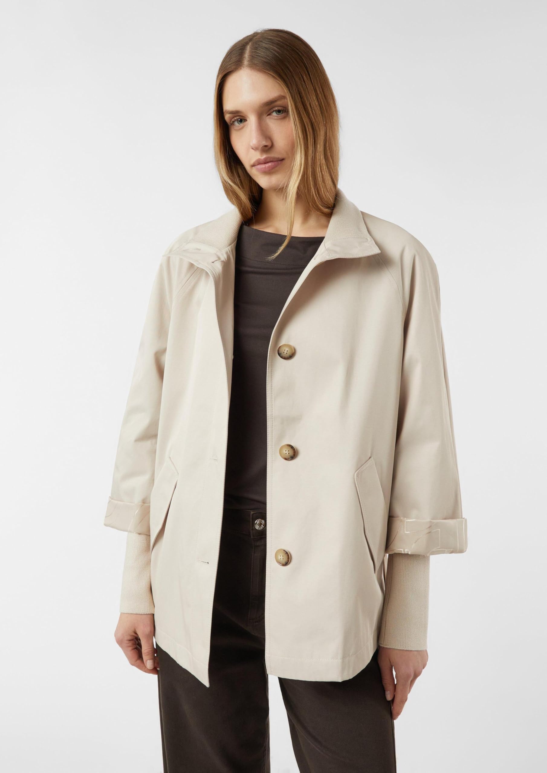 comma-cape-jacke-brown-stehkragen-relaxed-fit image 7