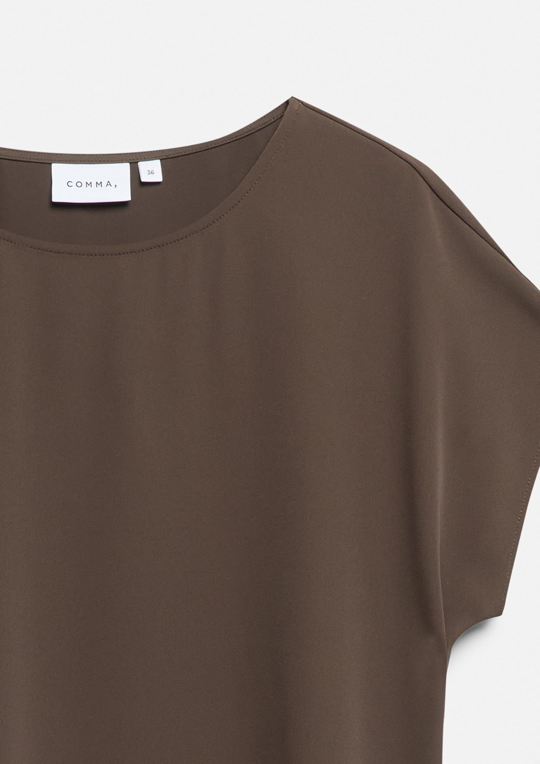 comma-blouses-bluse-kurzarm-rundhals-dunkelbraun image 5