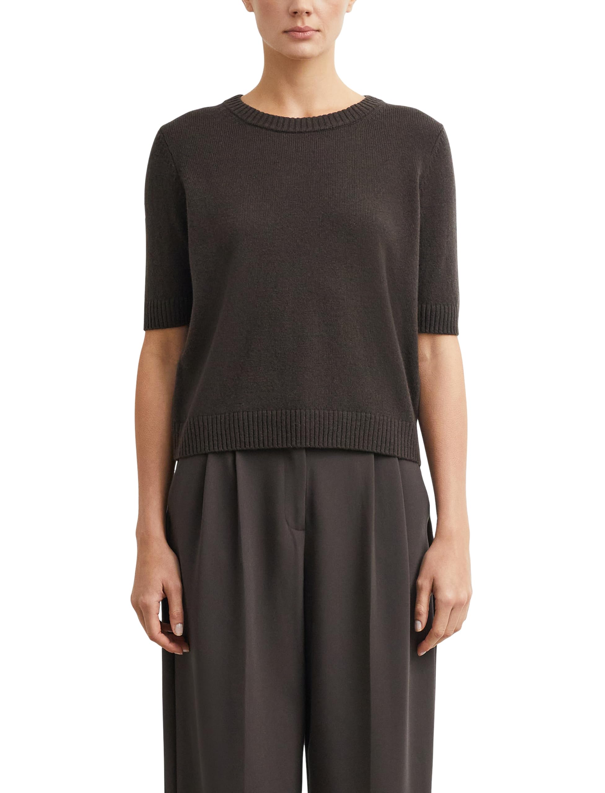 comma-knitwear-strickpullover-kurzarm-dunkelbraun-gr-34 image 1