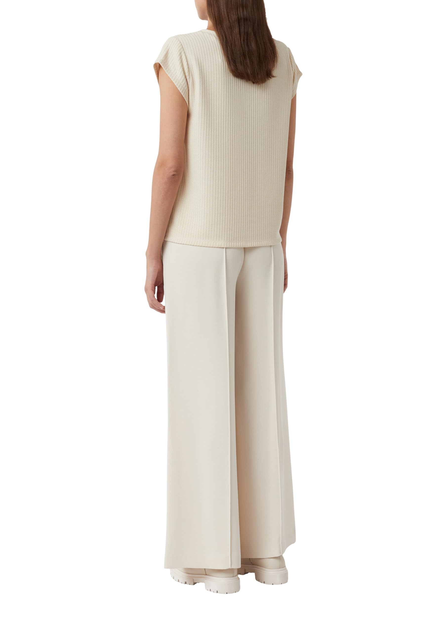 comma-jersey-t-shirt-v-ausschnitt-gr-34-beige-strukturiert image 2