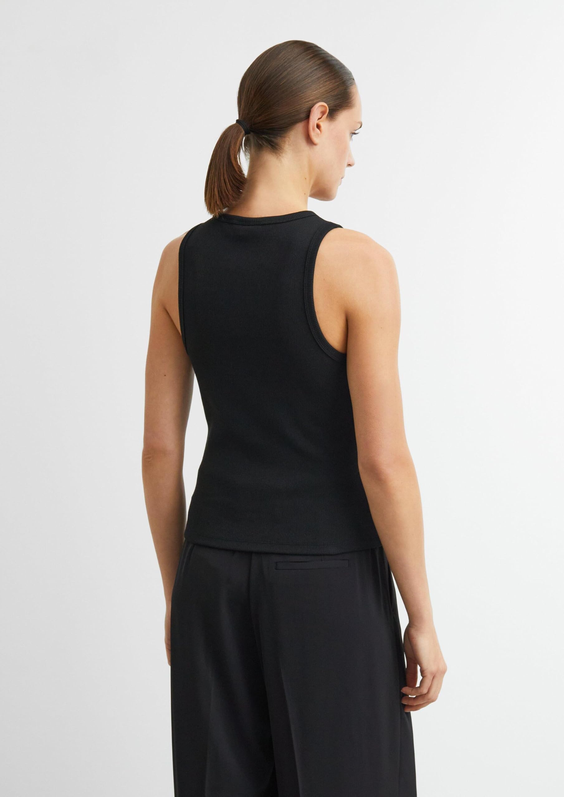 comma-tank-top-baumwollripp-top-schwarz-slim-fit-logo-stickerei image 7