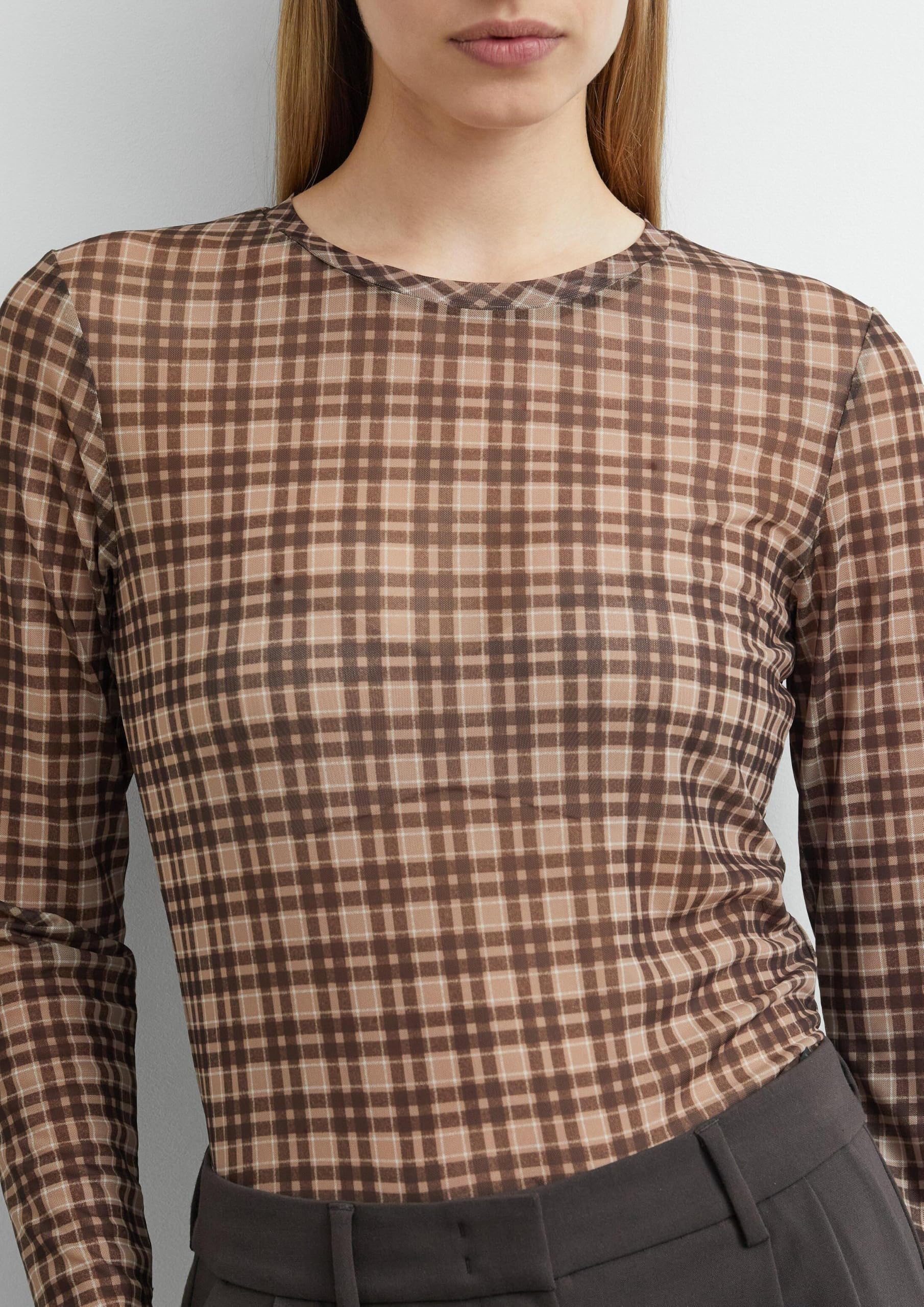 comma-longsleeve-mesh-shirt-gr-32-slim-fit-karo-stehkragen image 3