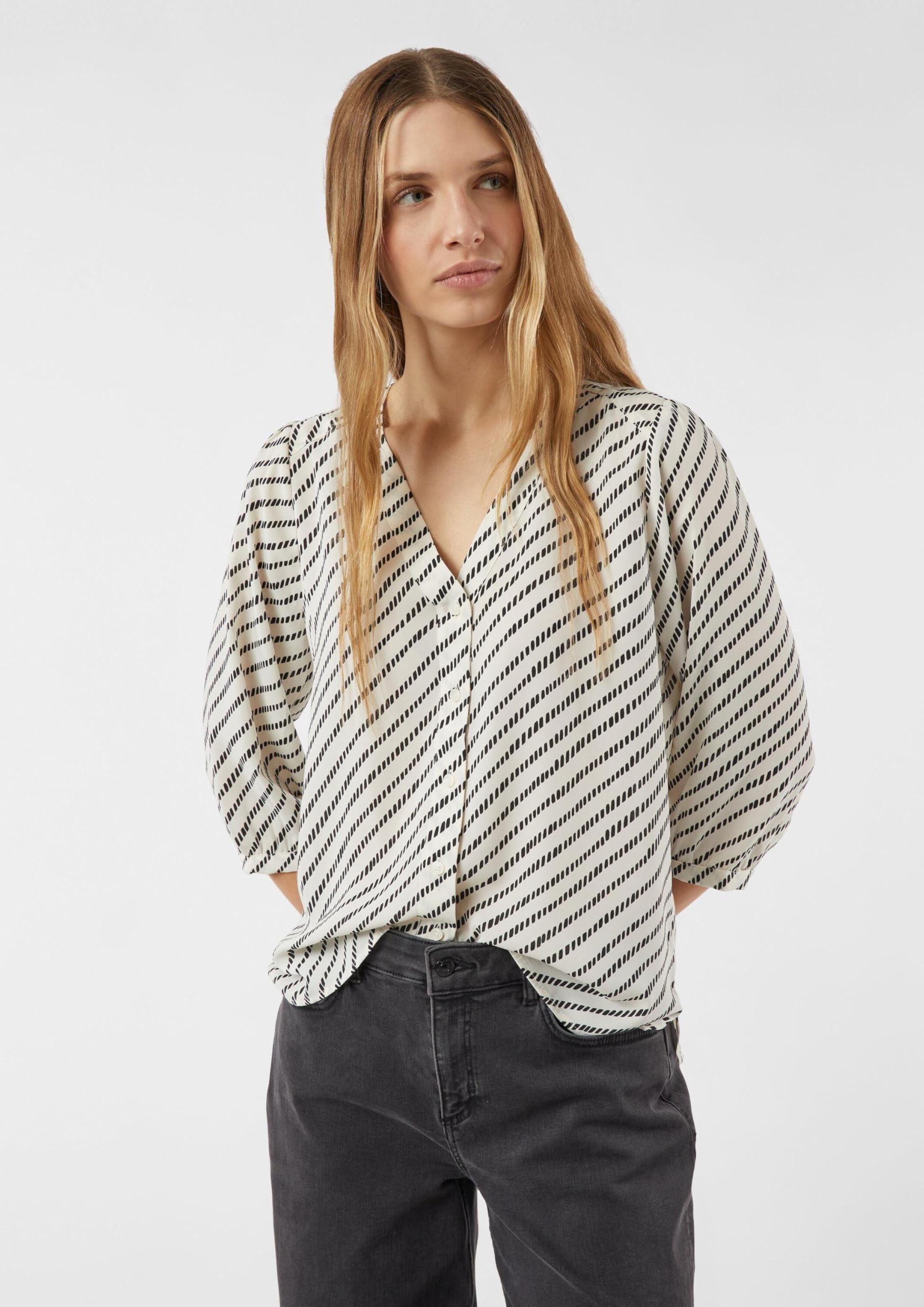 comma-bluse-damen-chiffon-v-ausschnitt-gr-42-gemustert image 3