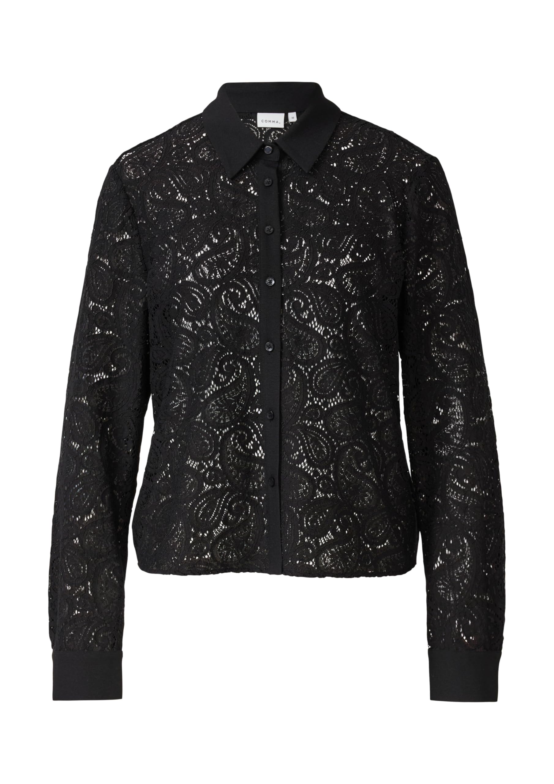 comma-blouses-spitzen-hemdbluse-gr-e-36-semitransparent image 4