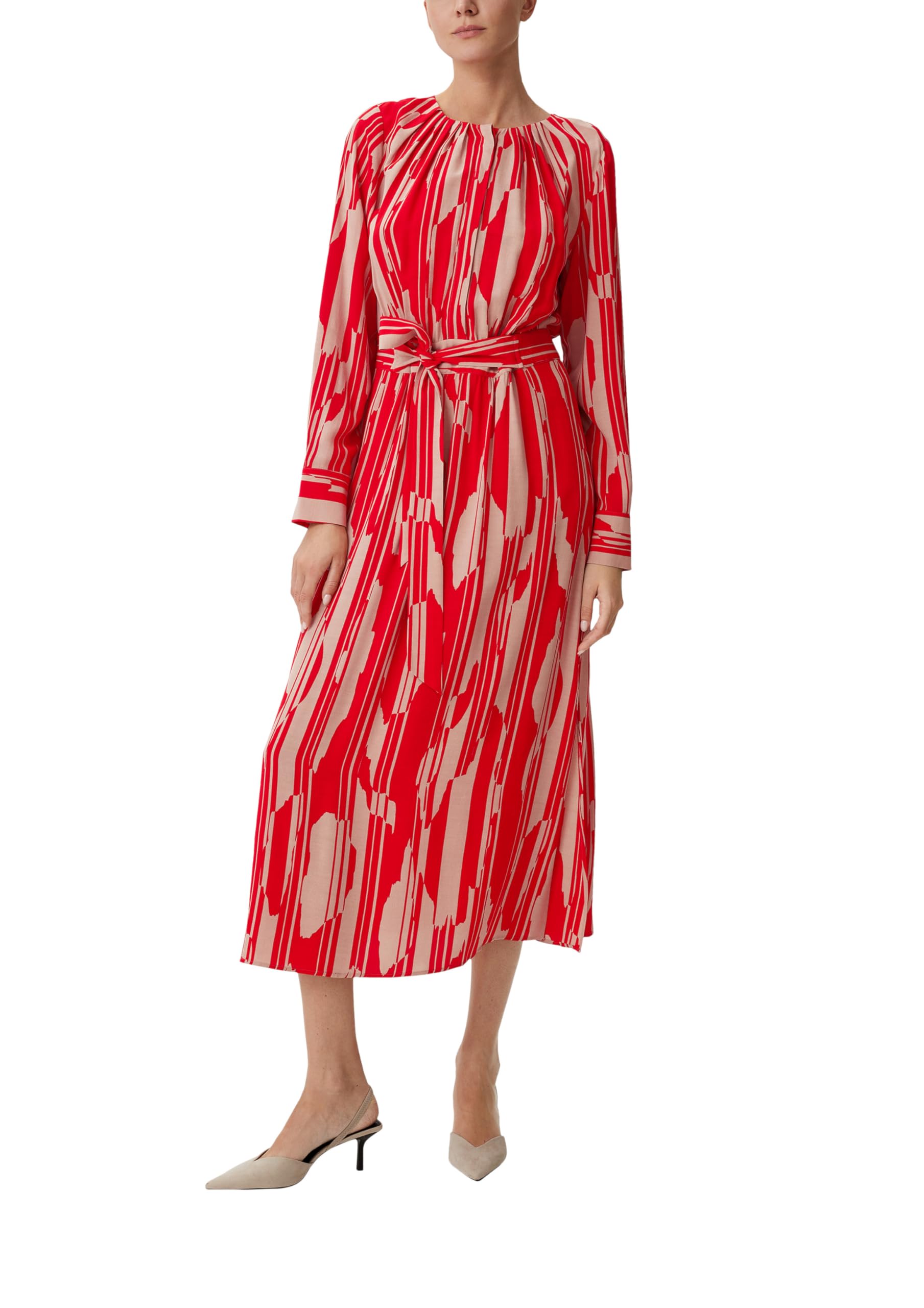 comma-maxikleid-viskose-cr-pe-allover-print-g-rtel image 1