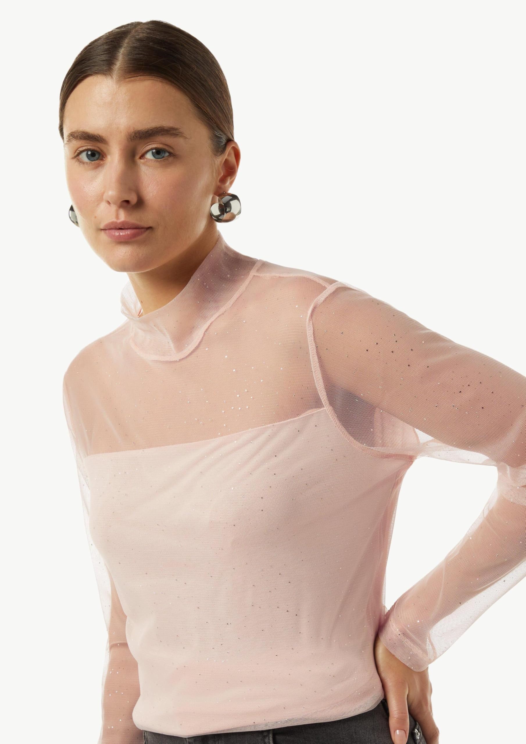 comma-mesh-longsleeve-mit-glitzer-top-bordeaux image 2