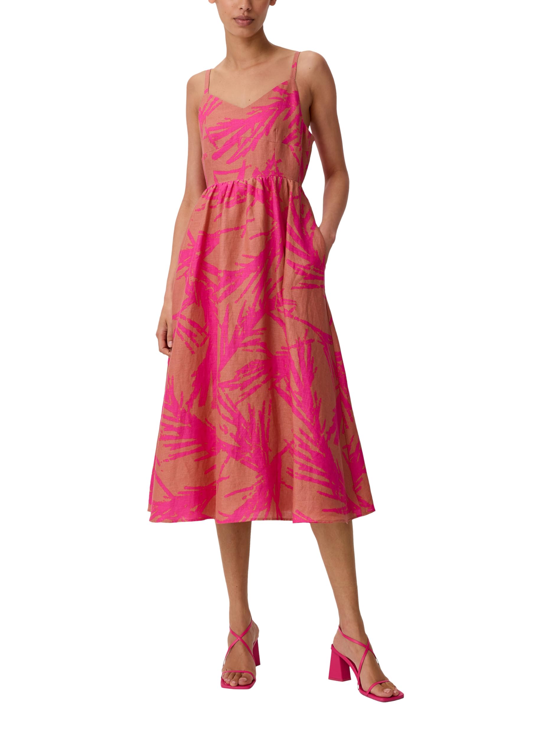 comma-dresses-midikleid-aus-leinen-mit-smok-allover image 8