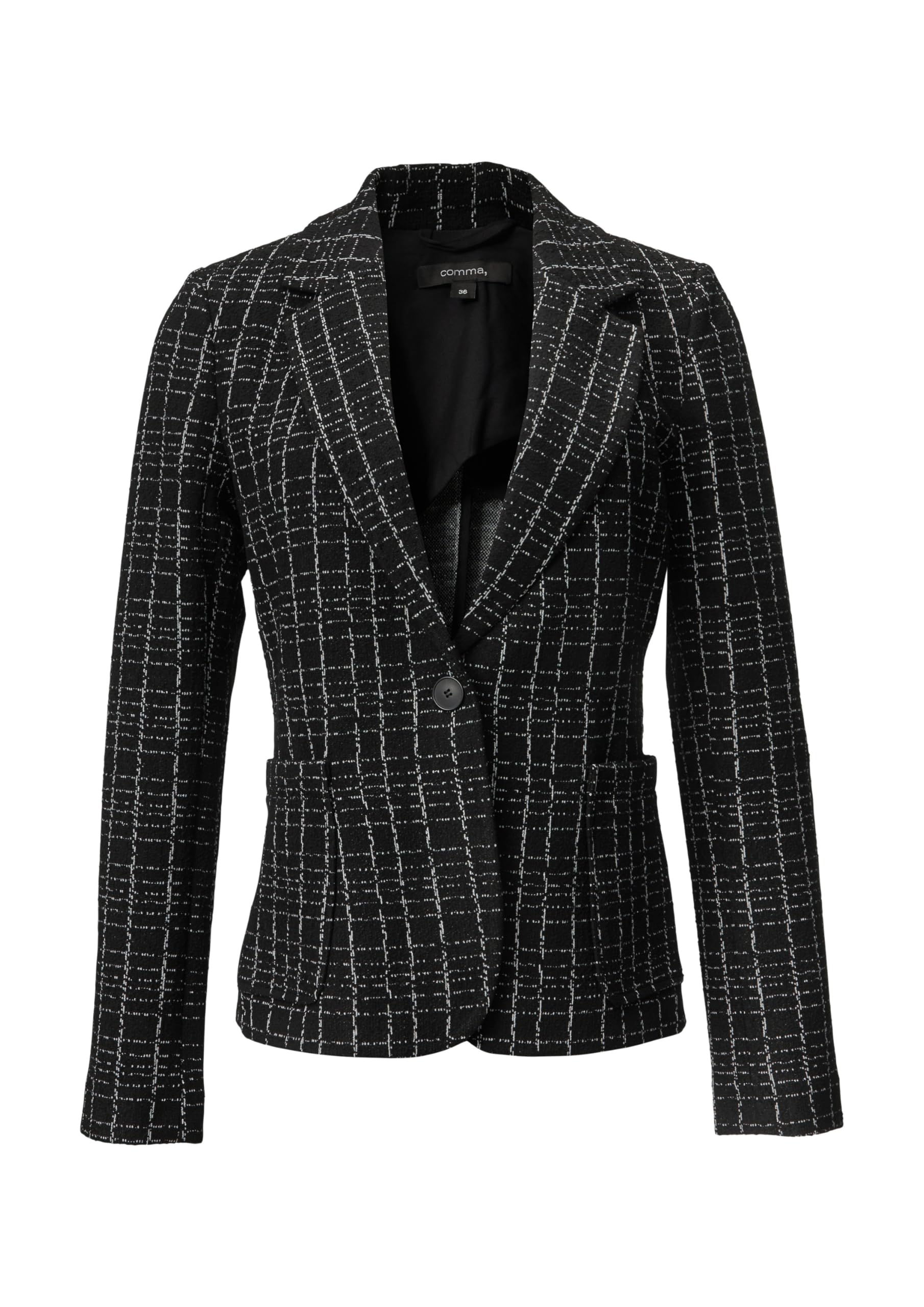 comma-blazer-2158129-gr-e-38-schwarz-kariert-boucle image 3