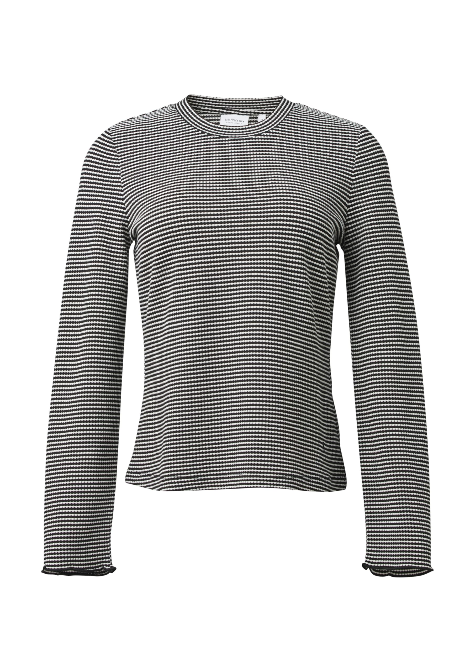 comma-langarmshirt-strukturstreifen-damen-shirt-schwarz-44 image 3