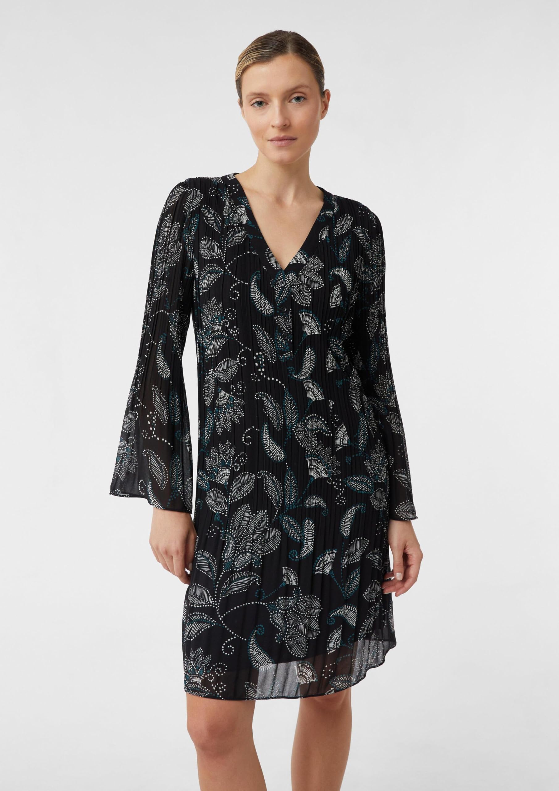 comma-blusenkleid-plissee-optik-midikleid-langarm-gr-e-32 image 3