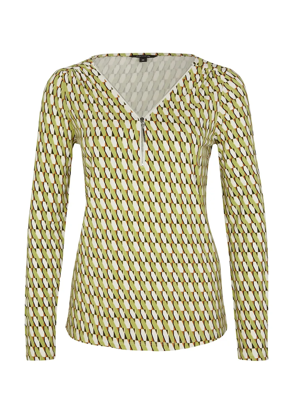 comma-langarm-shirt-gemustert-t-shirt-damen image 1